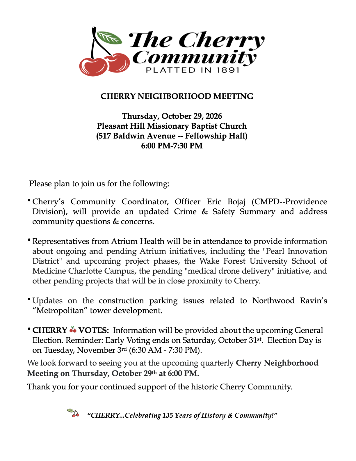 Cherry Neighborhood Meeting - Fall