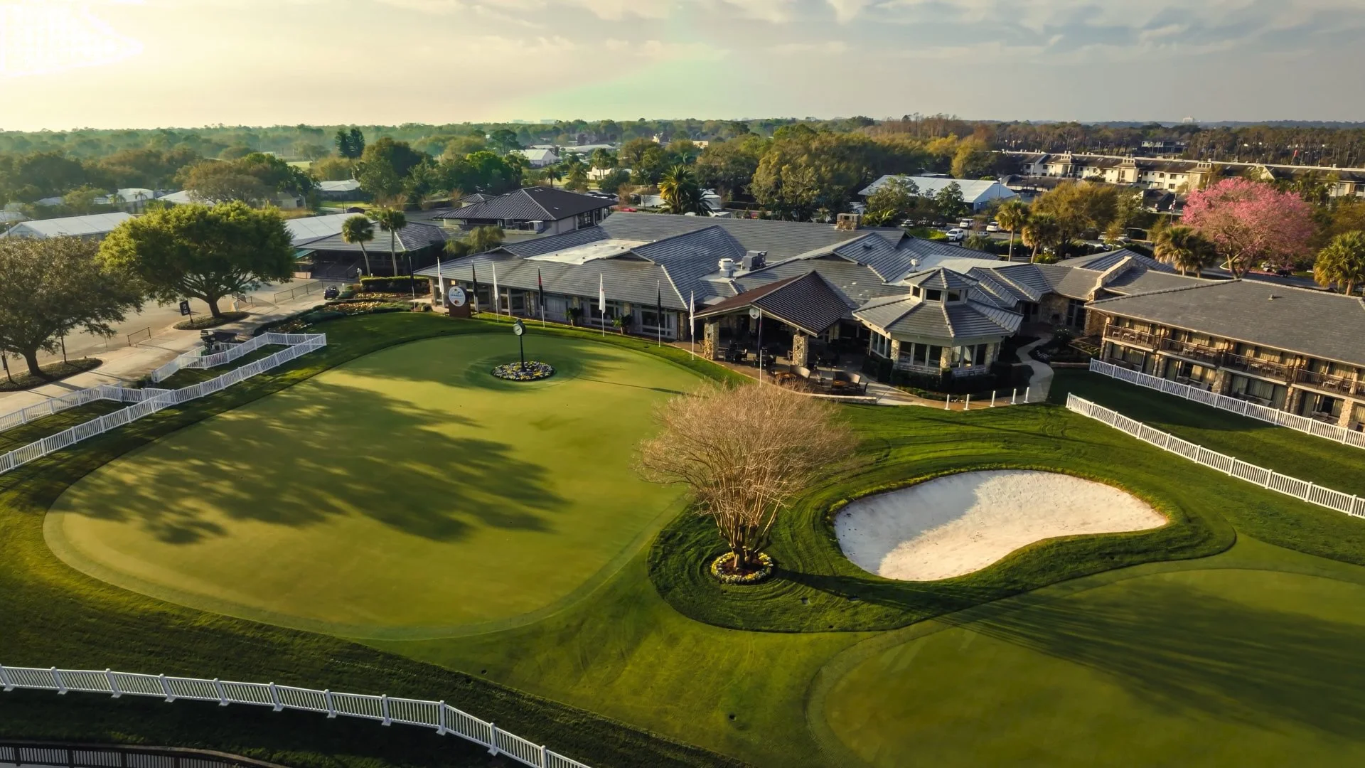 overhead aerial view of bay hill golf and club