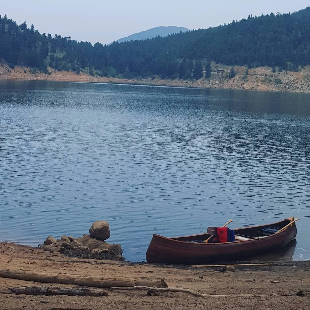 Nice sunset stroll with family and friends out on the Gross Reservoir in a hand built canoe from the 1970s.