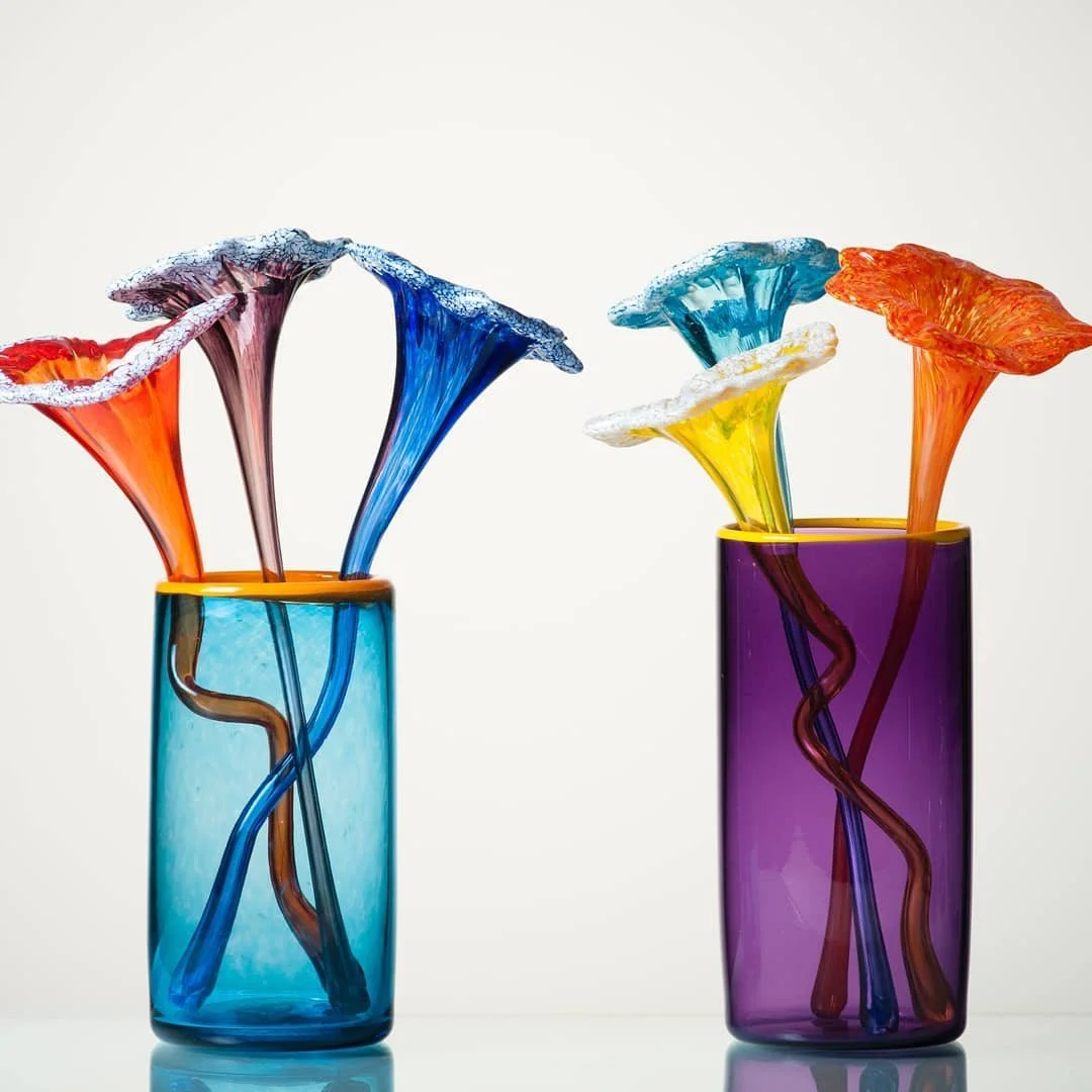 💜 Is your Valentine on the mind? 
These glass flowers last forever, dont need water and will fill your house with color during those cold months. $150 for three flowers and a handmade vase, shipped to you in time for V-Day. 
#glass #valentine #vday 