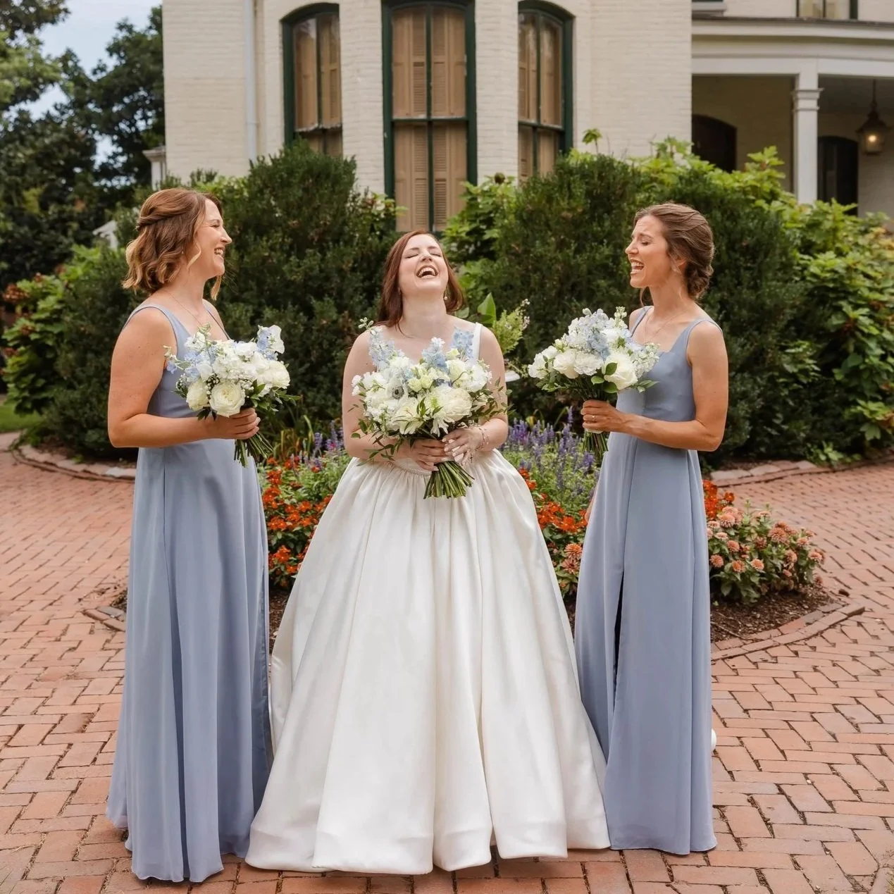 Blue & white bridal bouquet 