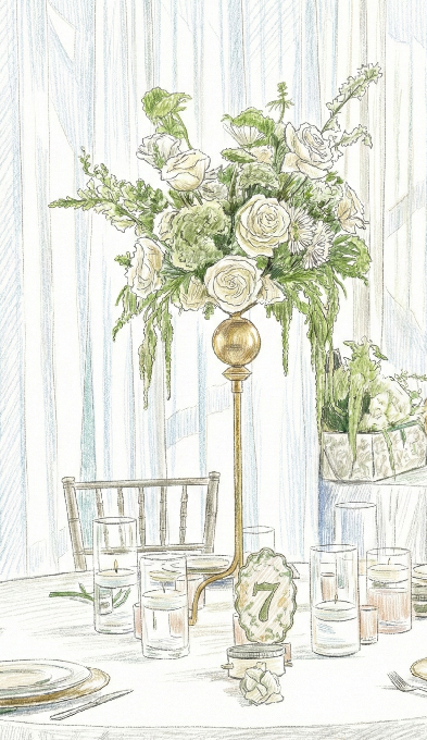 Sketch of wedding centerpiece