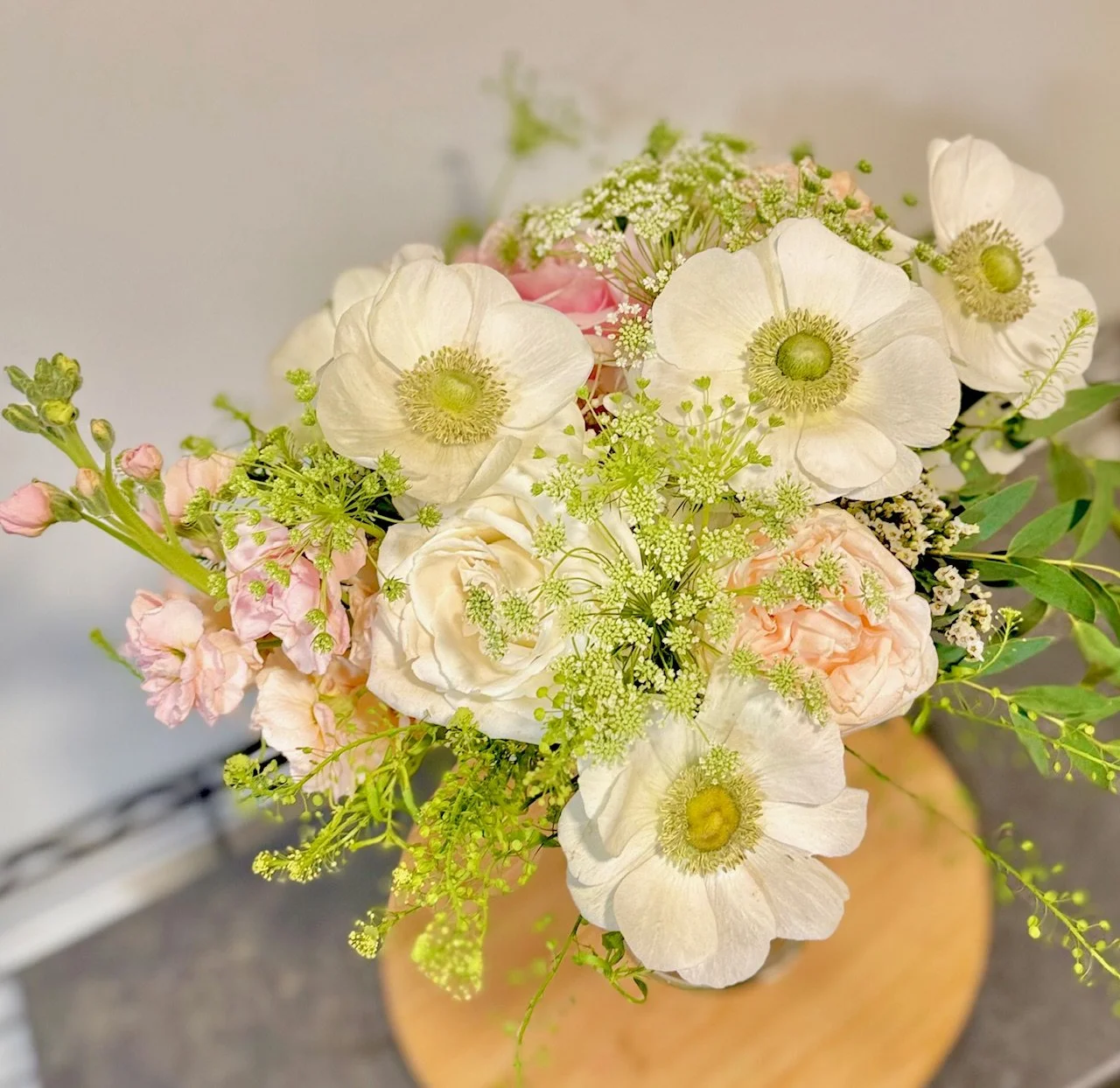 MOH Bouquet with Anemone and QA Lace.