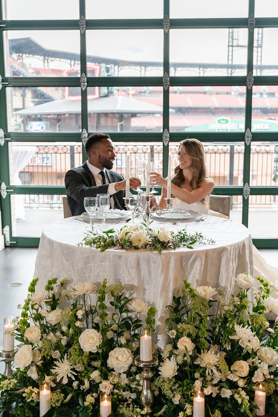 Sweetheart table meadow and swag