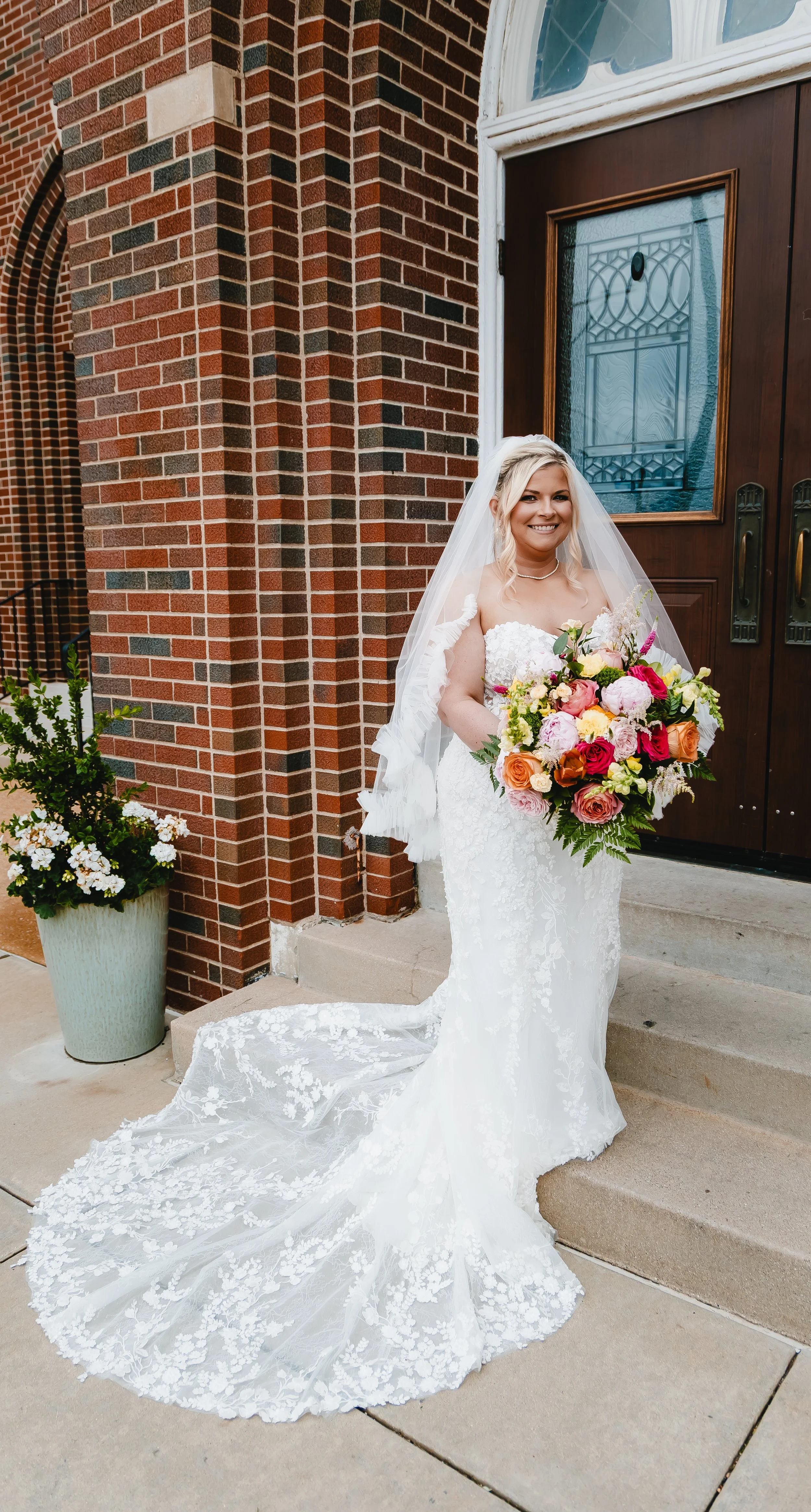 Bright tropical citrus bridal bouquet