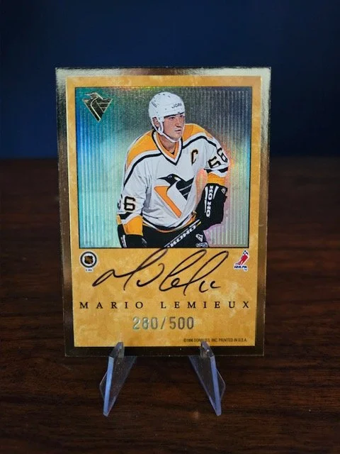 1996 Donruss Signed Mario Lemieux & Eric Lindros Card