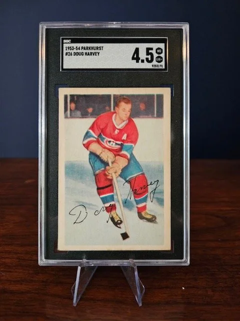 1953-54 Parkhurst #26 Doug Harvey Hockey Card - SGC 4.5