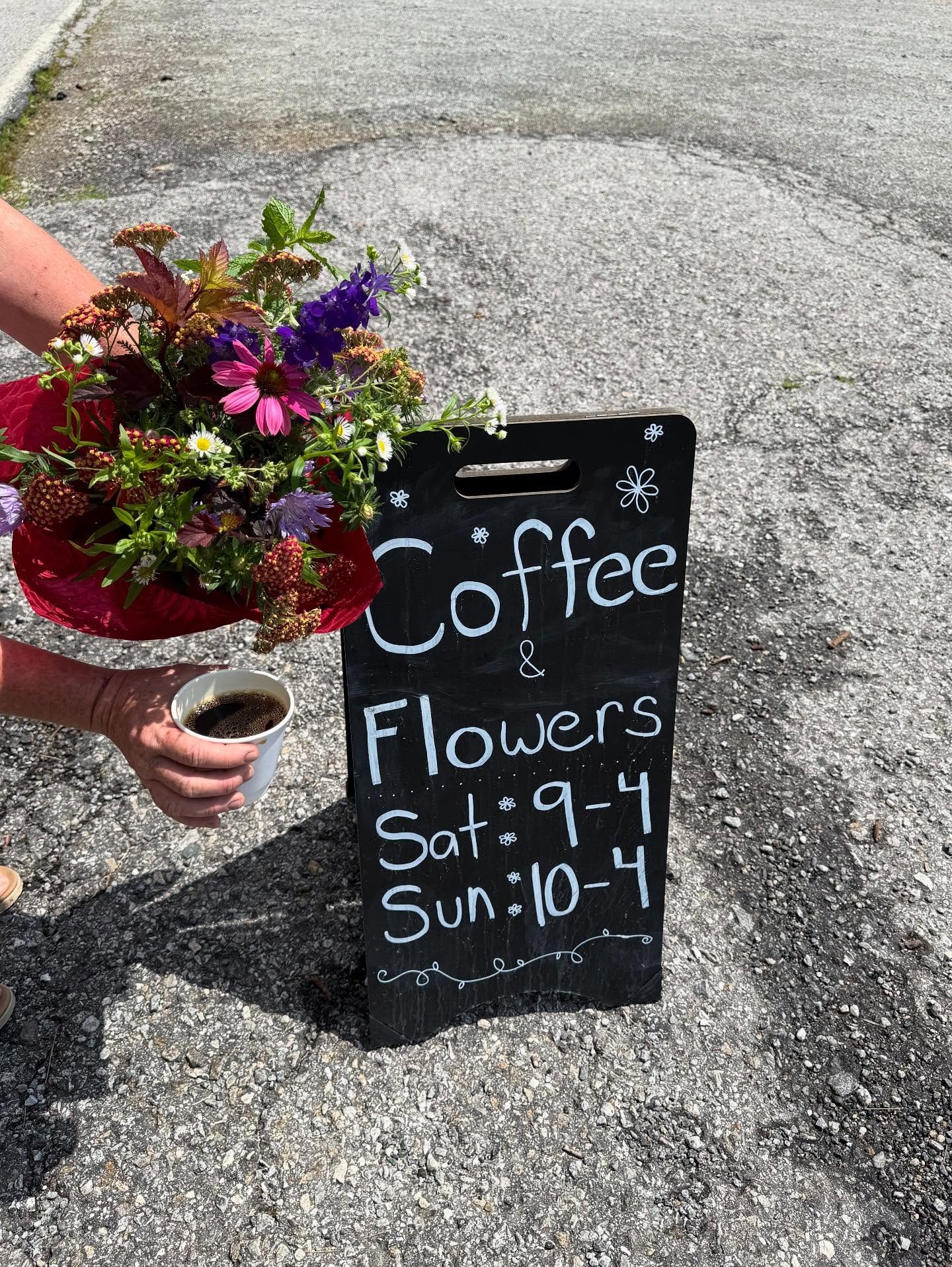 We keep having the best weekends!! 
Coffee and flowers Saturdays 9-4 and Sundays 10-4 (we will be closed Sunday the 22nd) 💐 ☕️ 🍵 🧺 
📍 176 Lyday Loop Pisgah Forest 
Check our website at the link in our bio to visit our home location page and find 