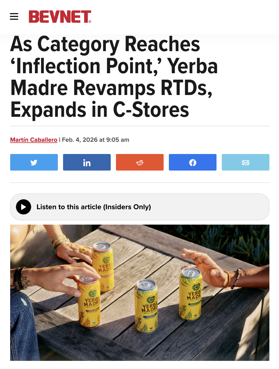 Yerba Madre on BEVNET
