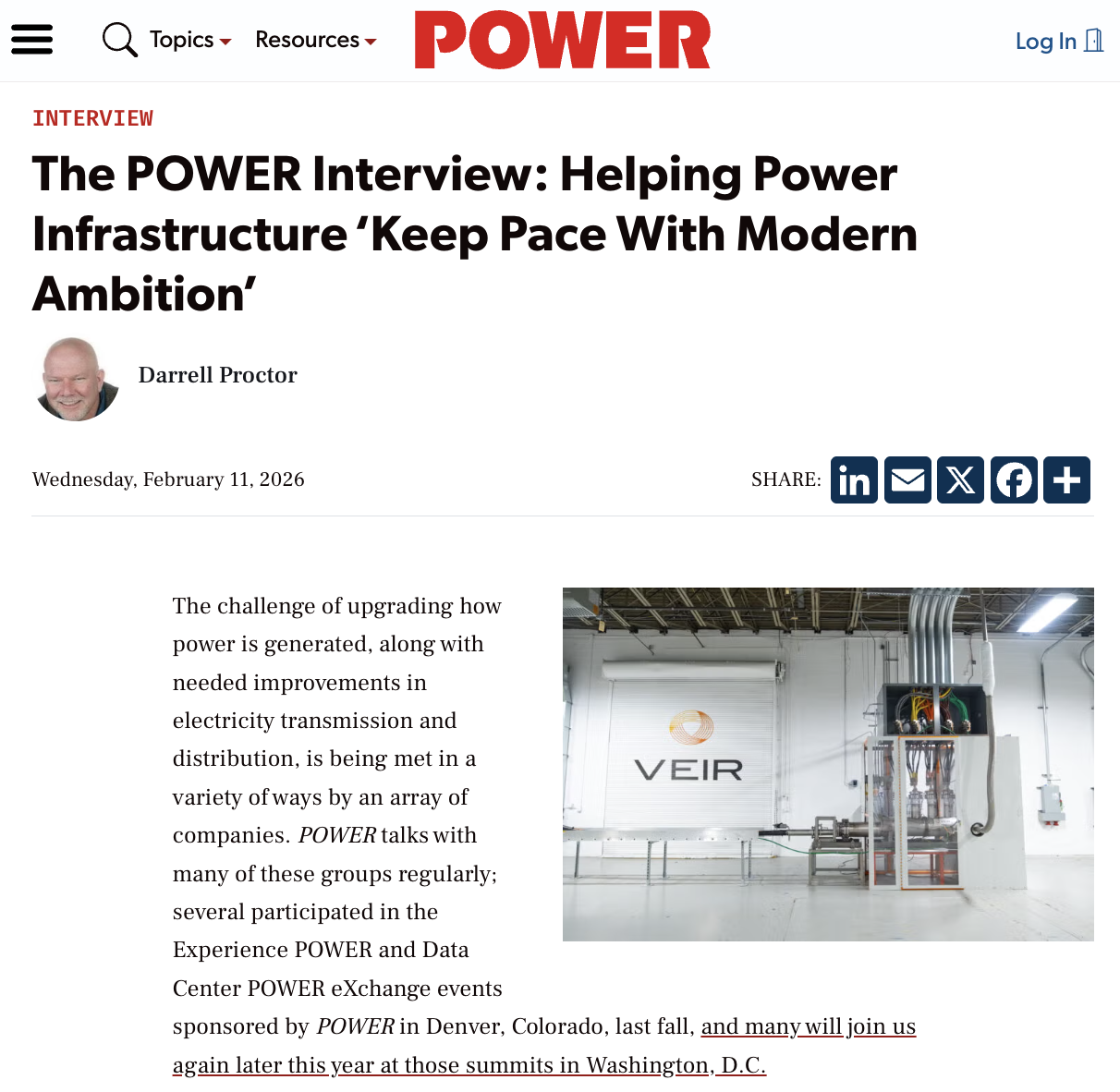 VEIR featured on POWER