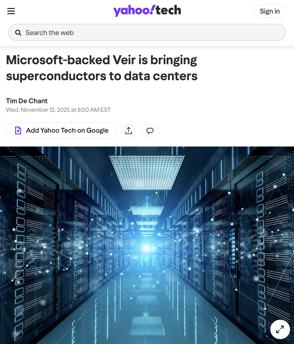 VEIR featured on Yahoo! Tech