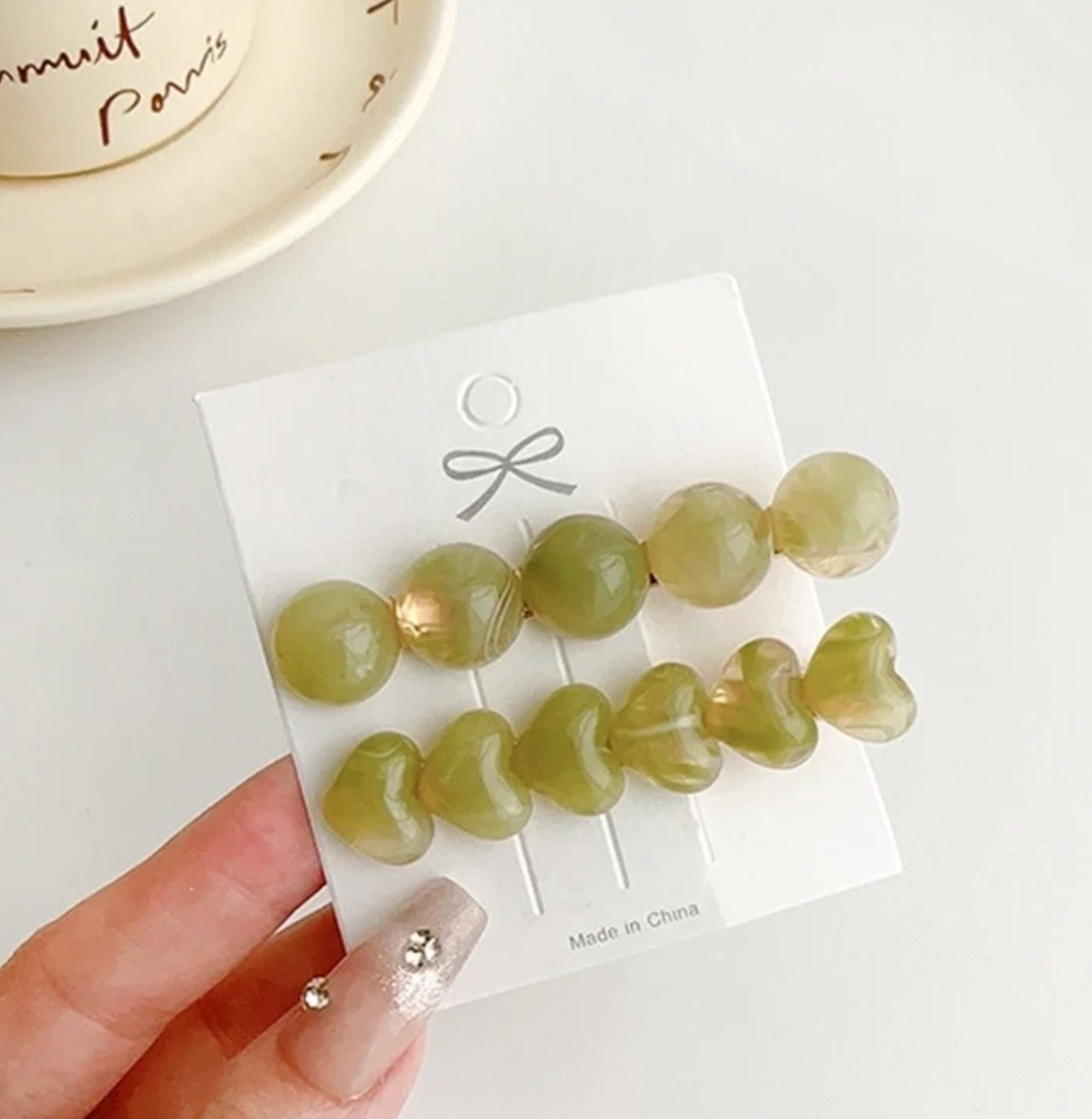 Sage Stone Hair Clips