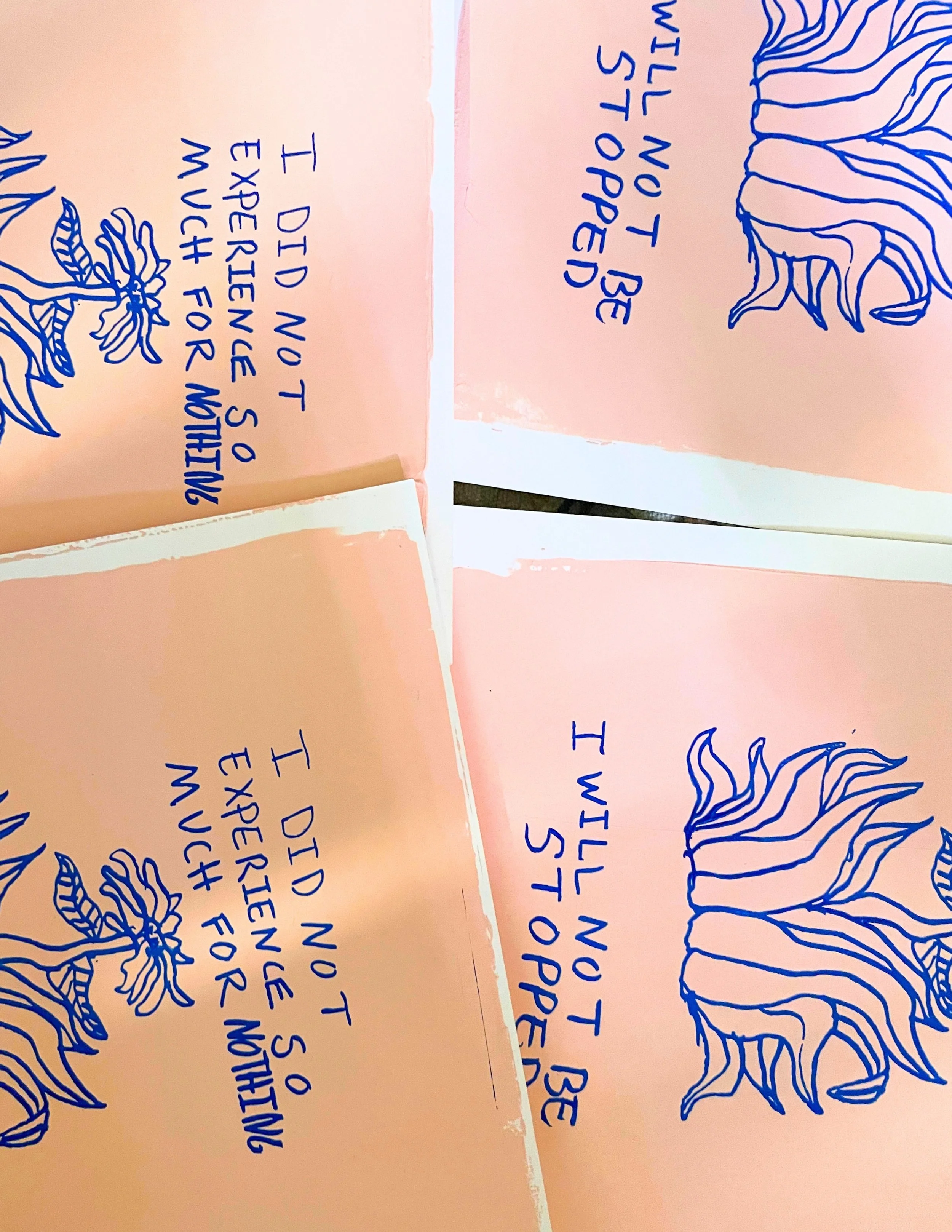 I WILL NOT BE STOPPED PRINT (BLUE ON PINK)