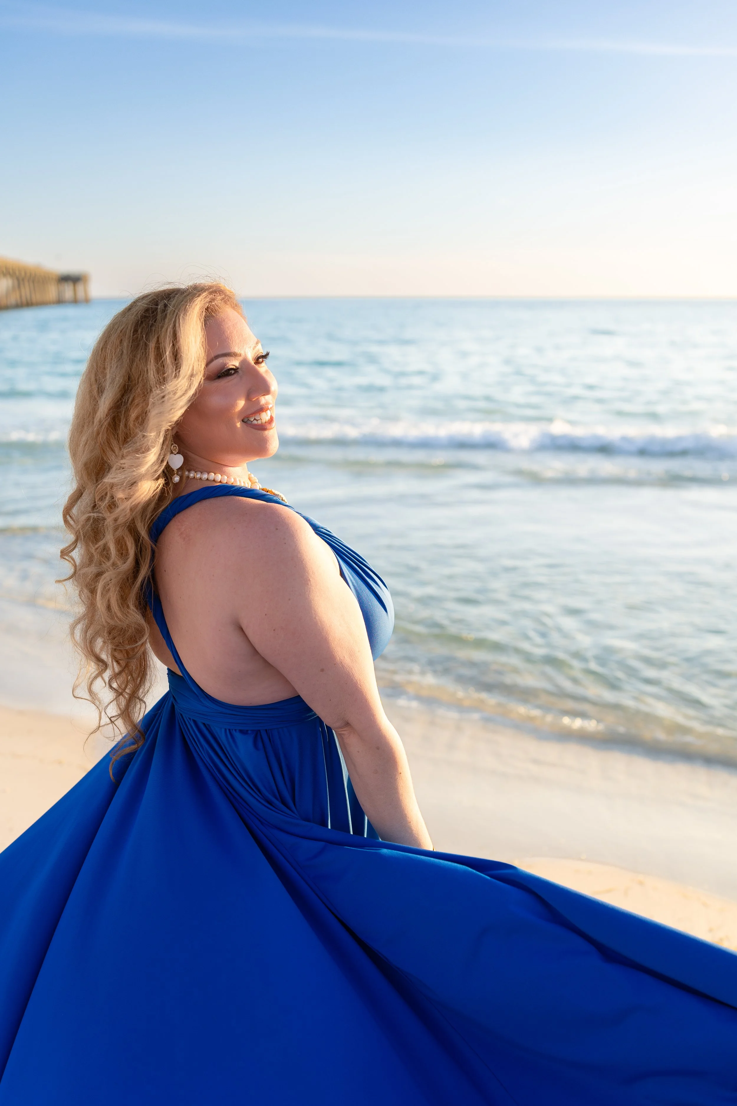 flying dress poses Florida 30A beaches