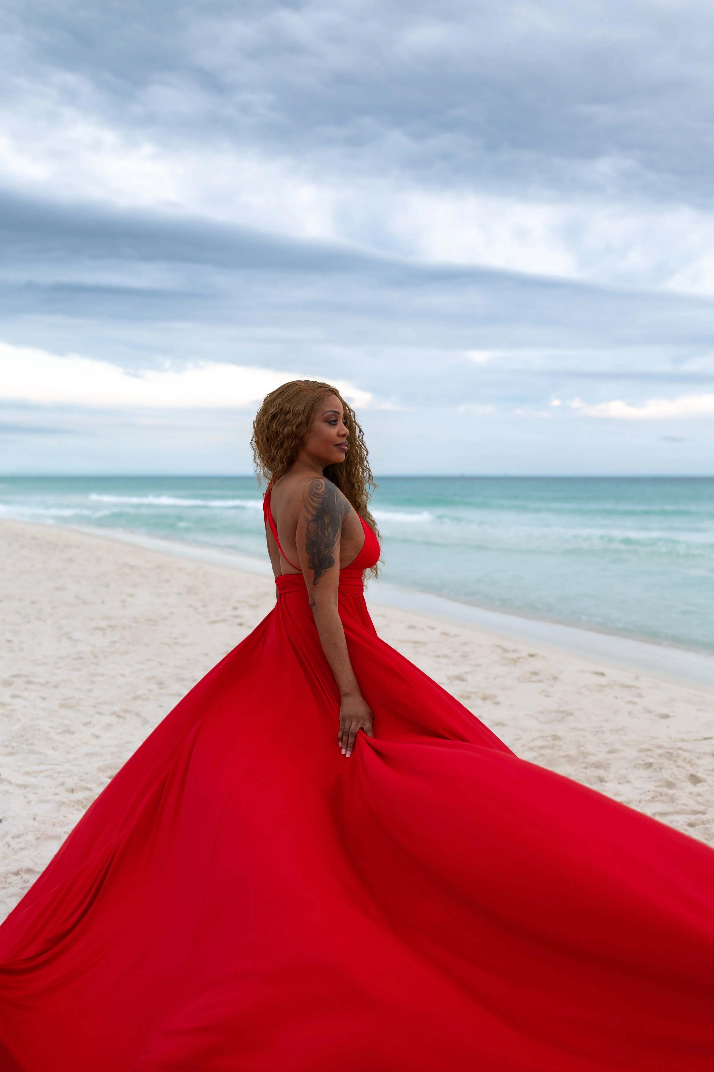black queen flying dress photoshoot PCB
