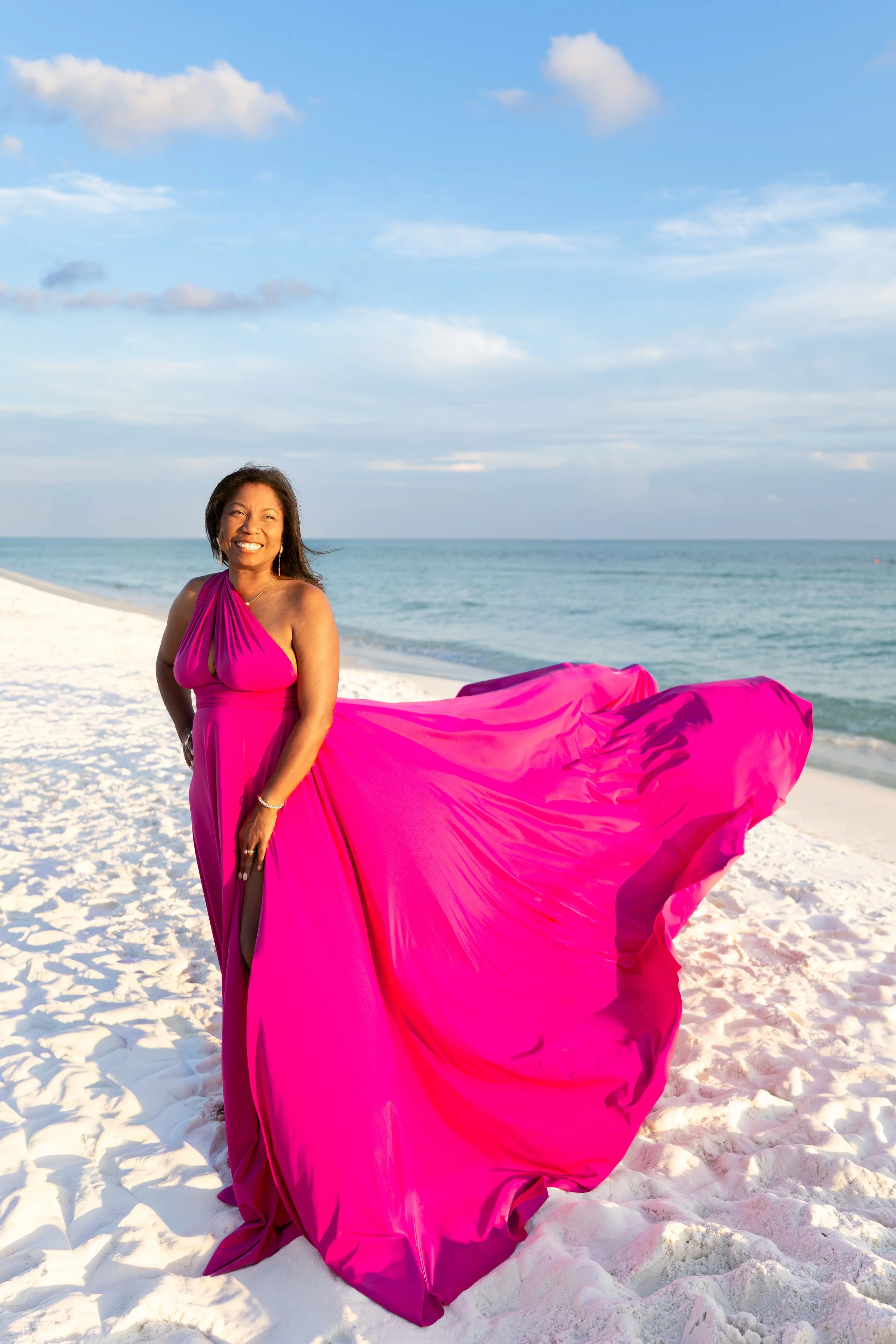 Flying dress photoshoot breast cancer awareness month