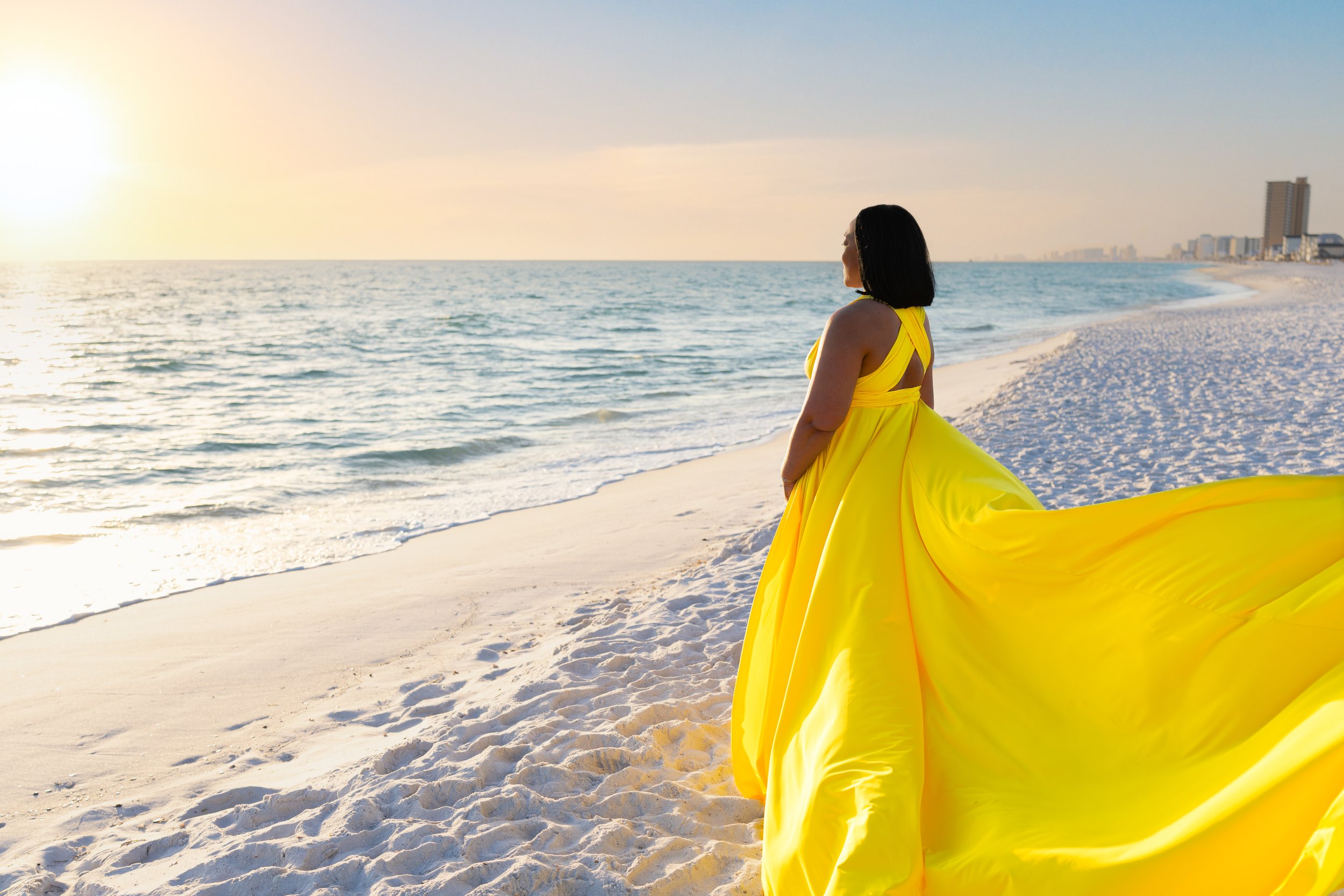 flowy dress photoshoot on beach Florida 