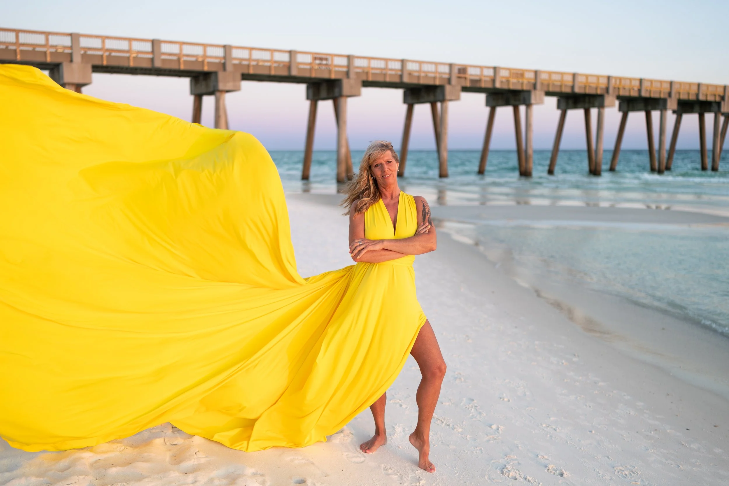 Flying dress pier background on beach PCB