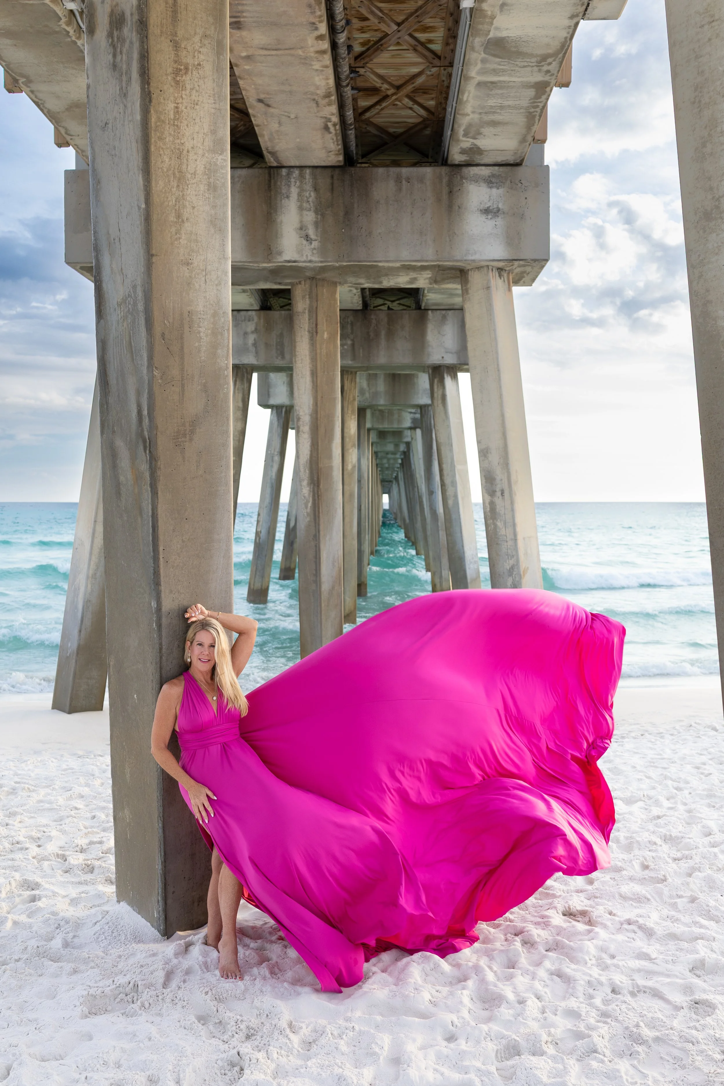 Pink flying dress pier beach Panama City