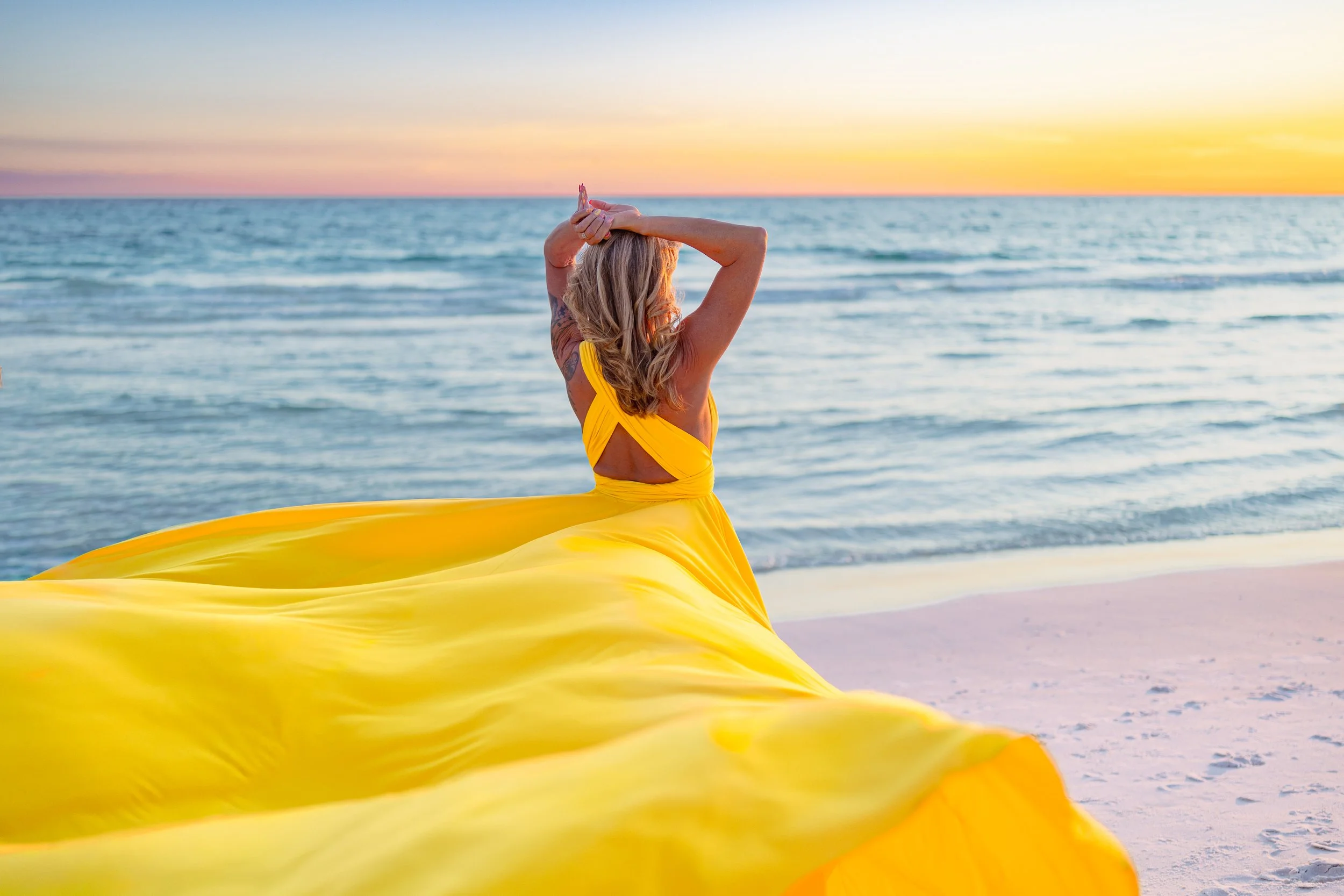 flying dress at sunset on beach PCB