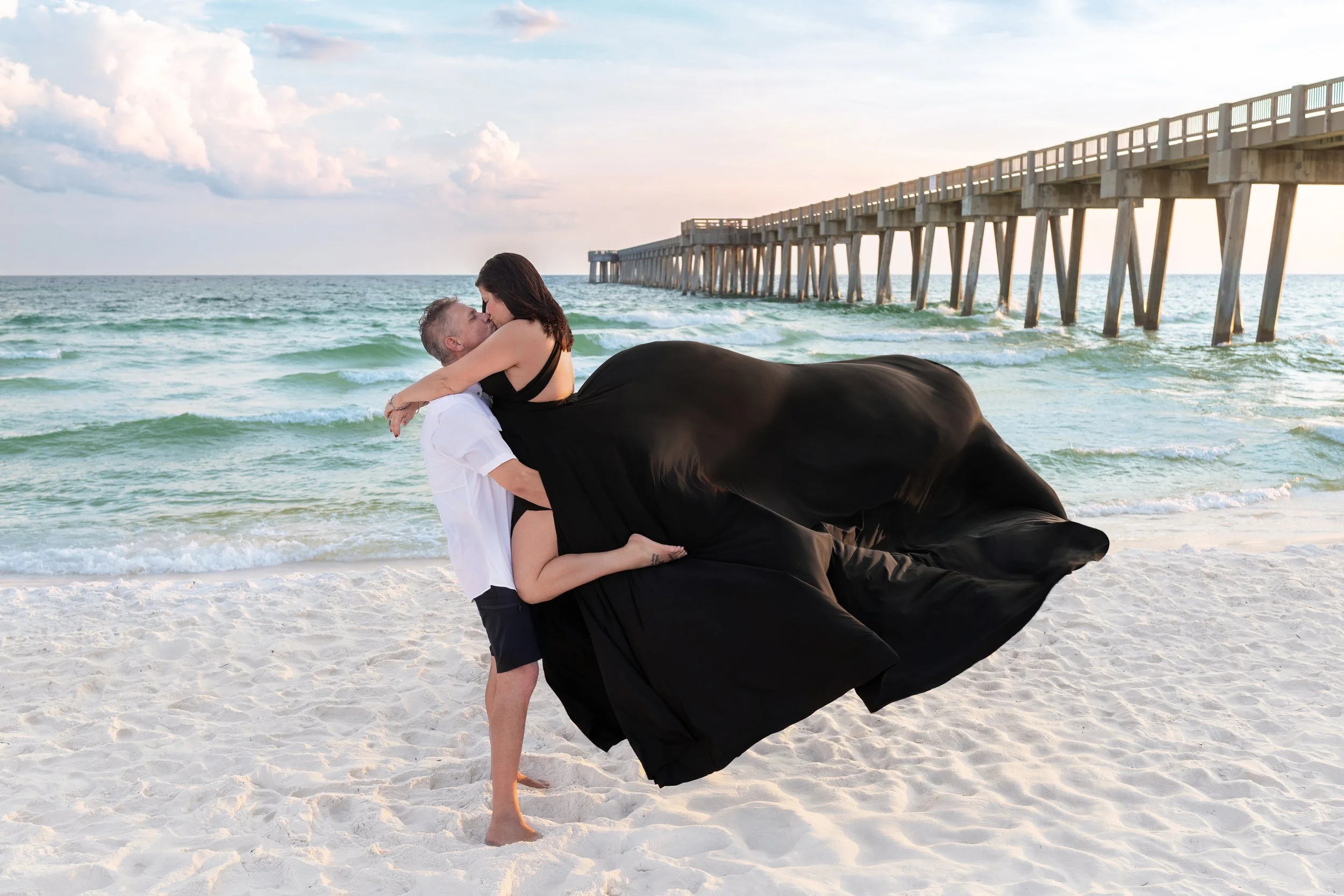 couples photoshoot flying dress Florida
