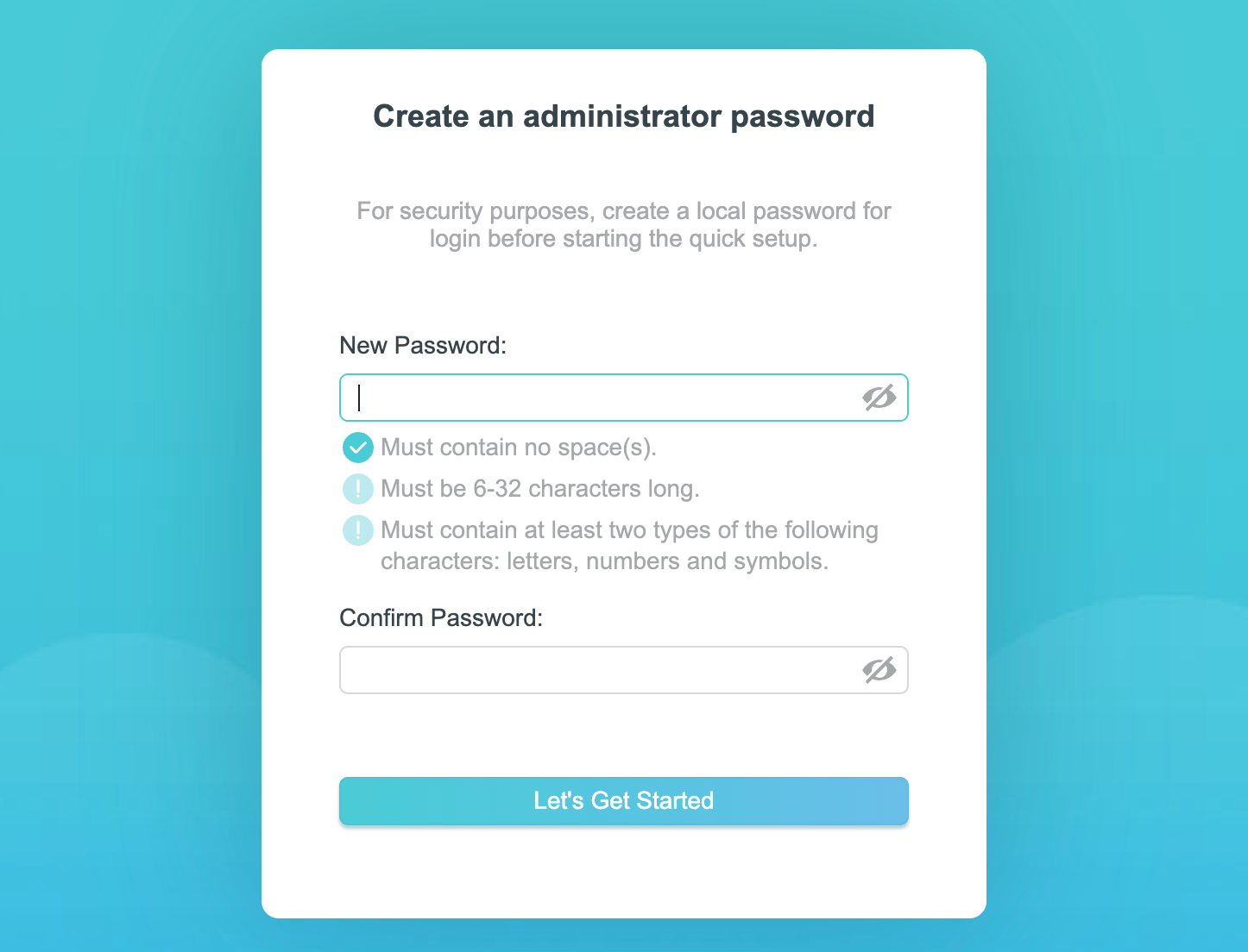 Pick a strong admin password