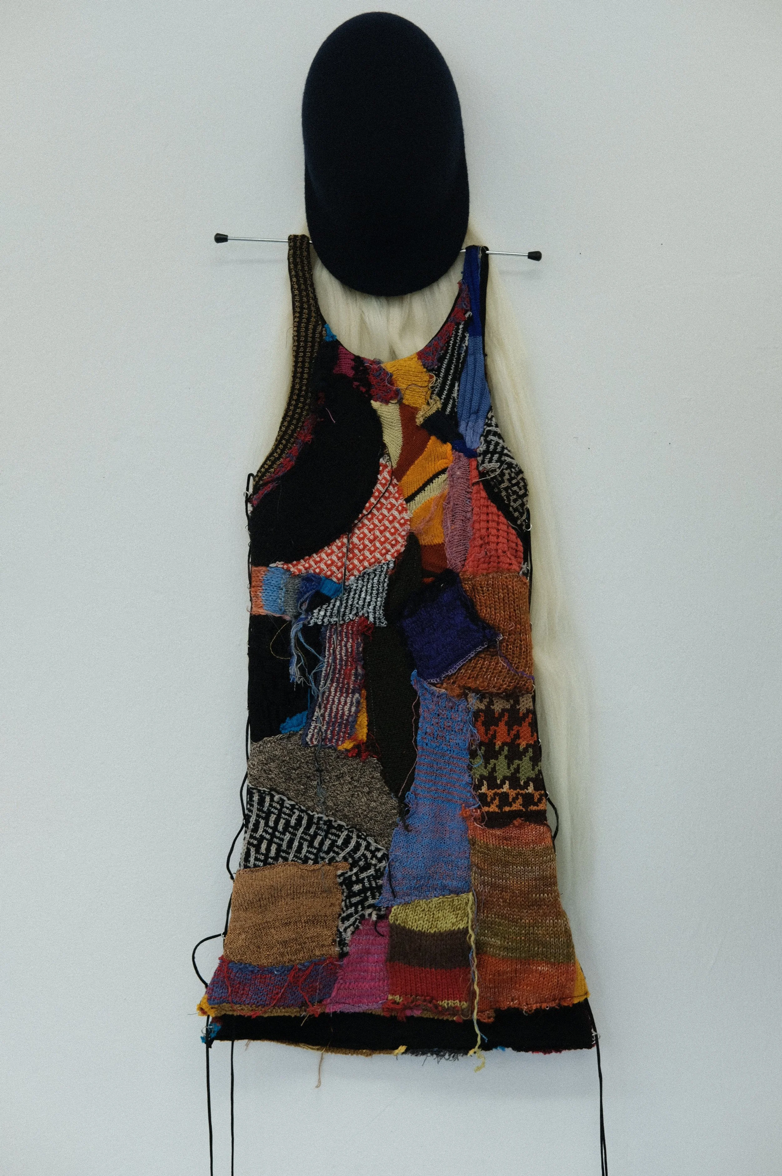 wool sample patch laced dress