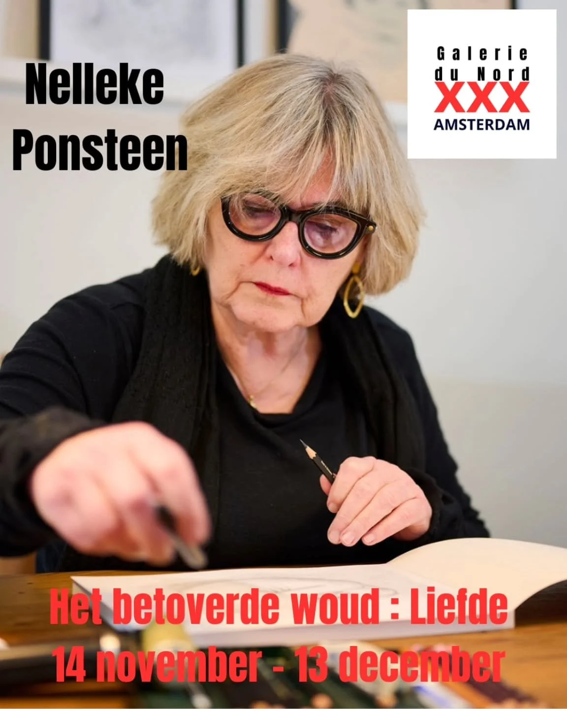 Nelleke Ponsteen onderzoekt in haar tekeningen de taal van het lichaam. De uitdrukking van het 
kwetsbare blote lichaam heeft haar eigen taal. Stoer, kwetsbaar en stil zijn haar vrouwen met 
potlood en pastel op papier teder neergezet in kleine sch