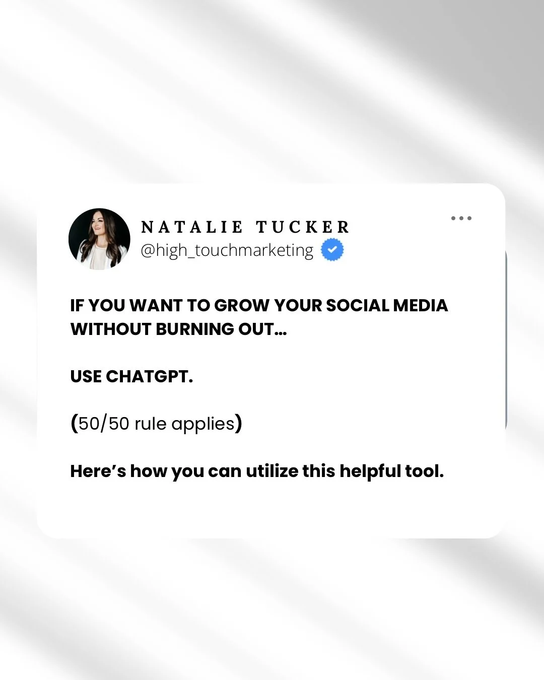 If you&rsquo;re still doing content alone&hellip; you&rsquo;re working too hard. YES, you can talk to your friends and family about what to post, but why not a robot? 😂

Use ChatGPT to:
&rarr; create faster
&rarr; think clearer
&rarr; grow smarter

