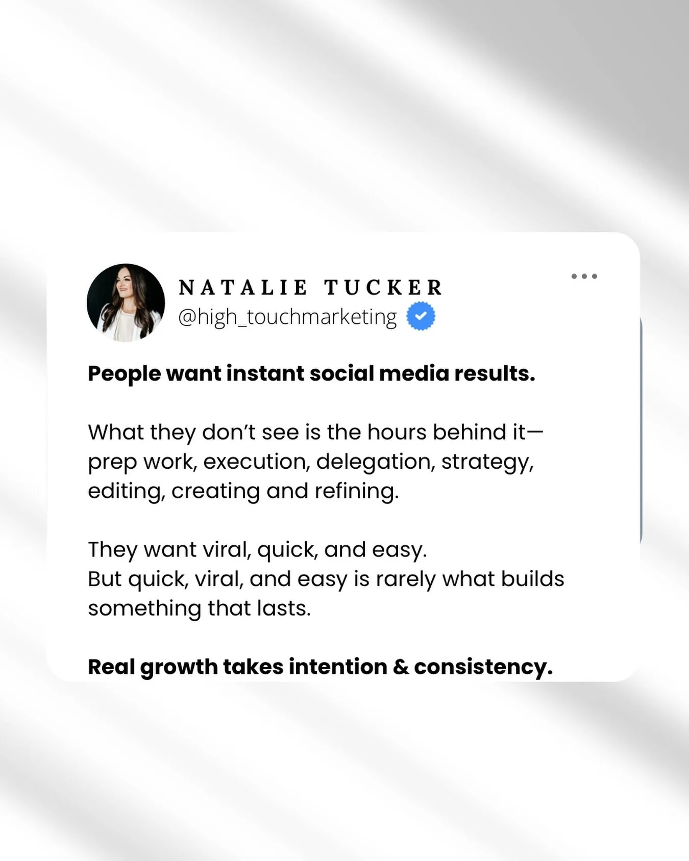 Fast results are attractive.

But sustainable growth is intentional.

Behind every &ldquo;overnight success&rdquo; is&mdash;
hours of preparation
thoughtful strategy
refined execution
consistent creation

What looks effortless&hellip; isn&rsquo;t.

T