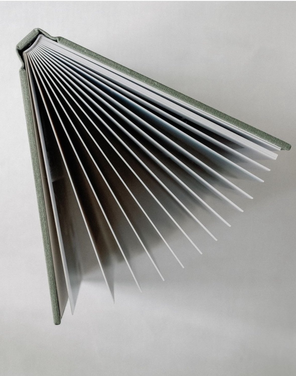 Top view of an open notebook with blank pages