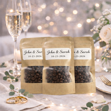 Medium roast wedding coffee favor packaging