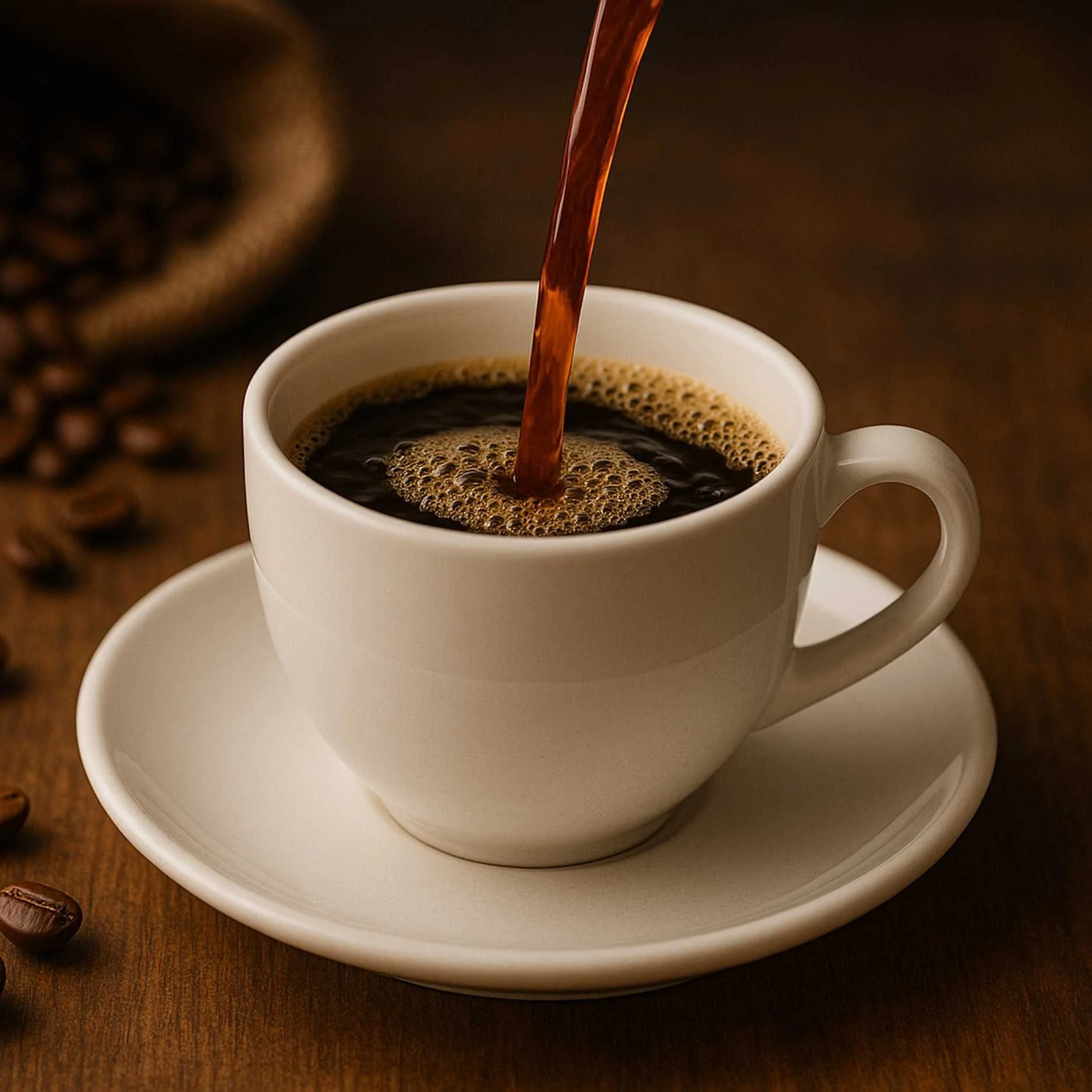 Pouring coffee into a cup