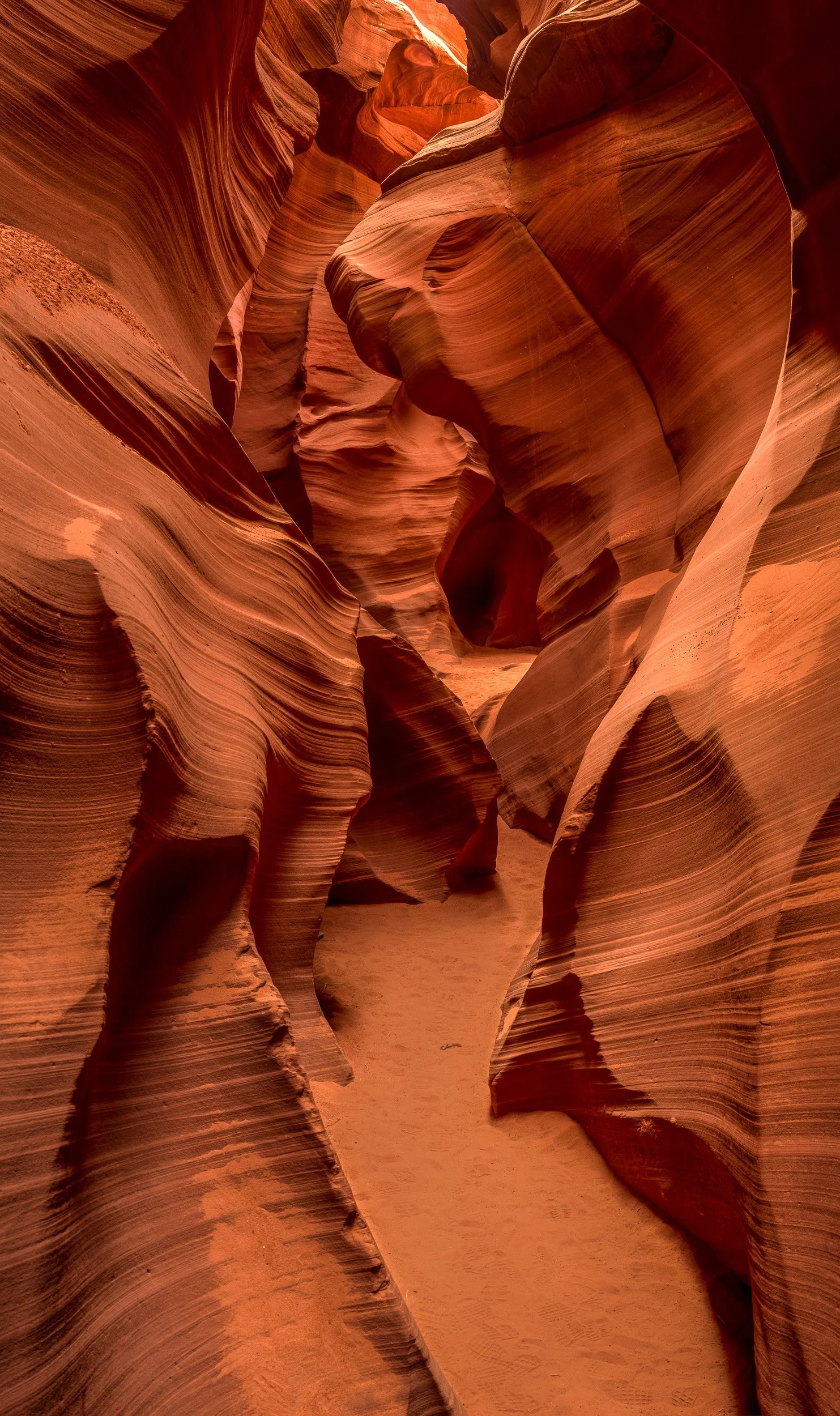 A 3-frame vertical Panorama inside the world-famous Antelope Slot Canyon in Arizona