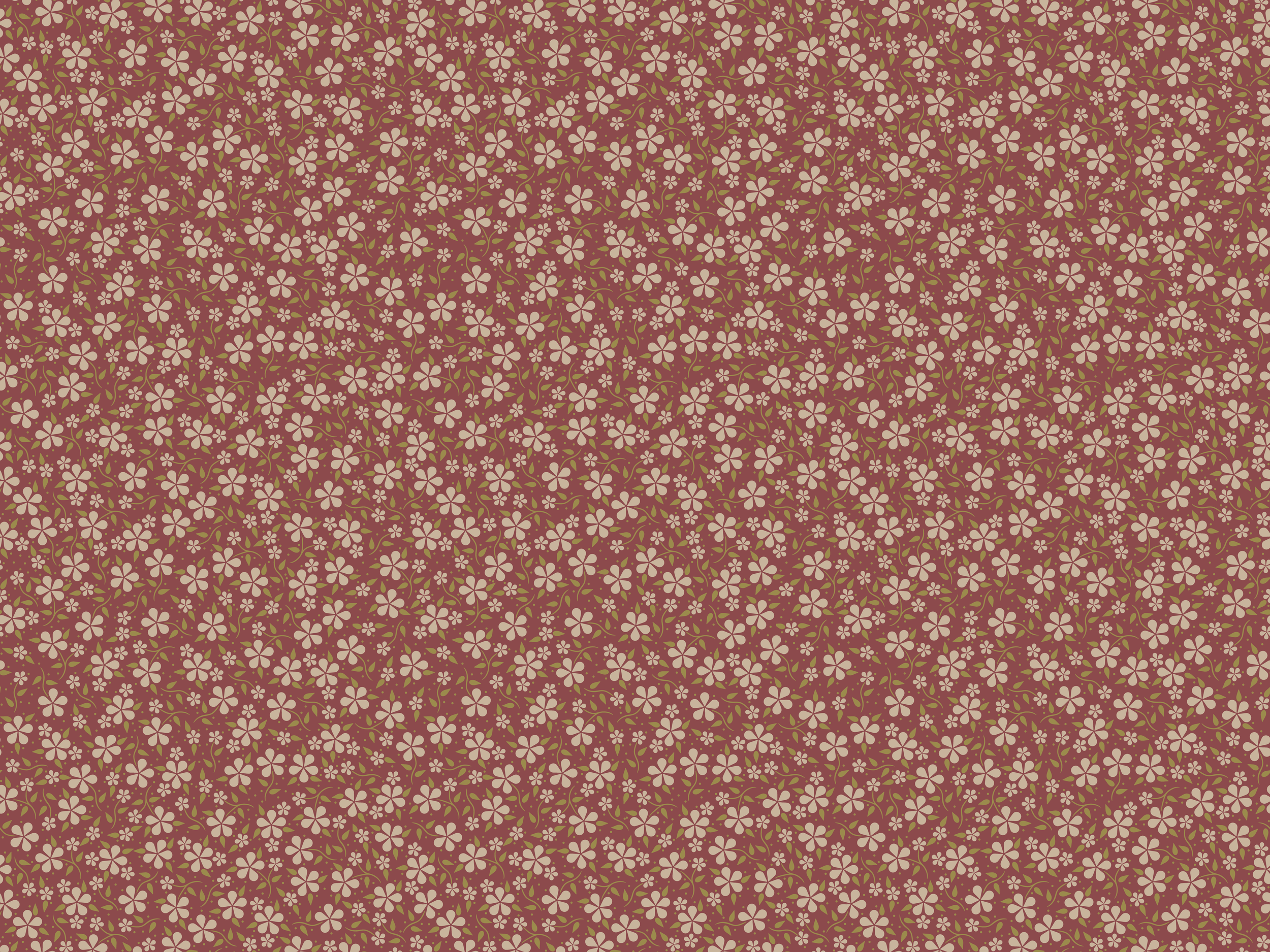 Country Retro Toss Flower Pattern - Deep Red