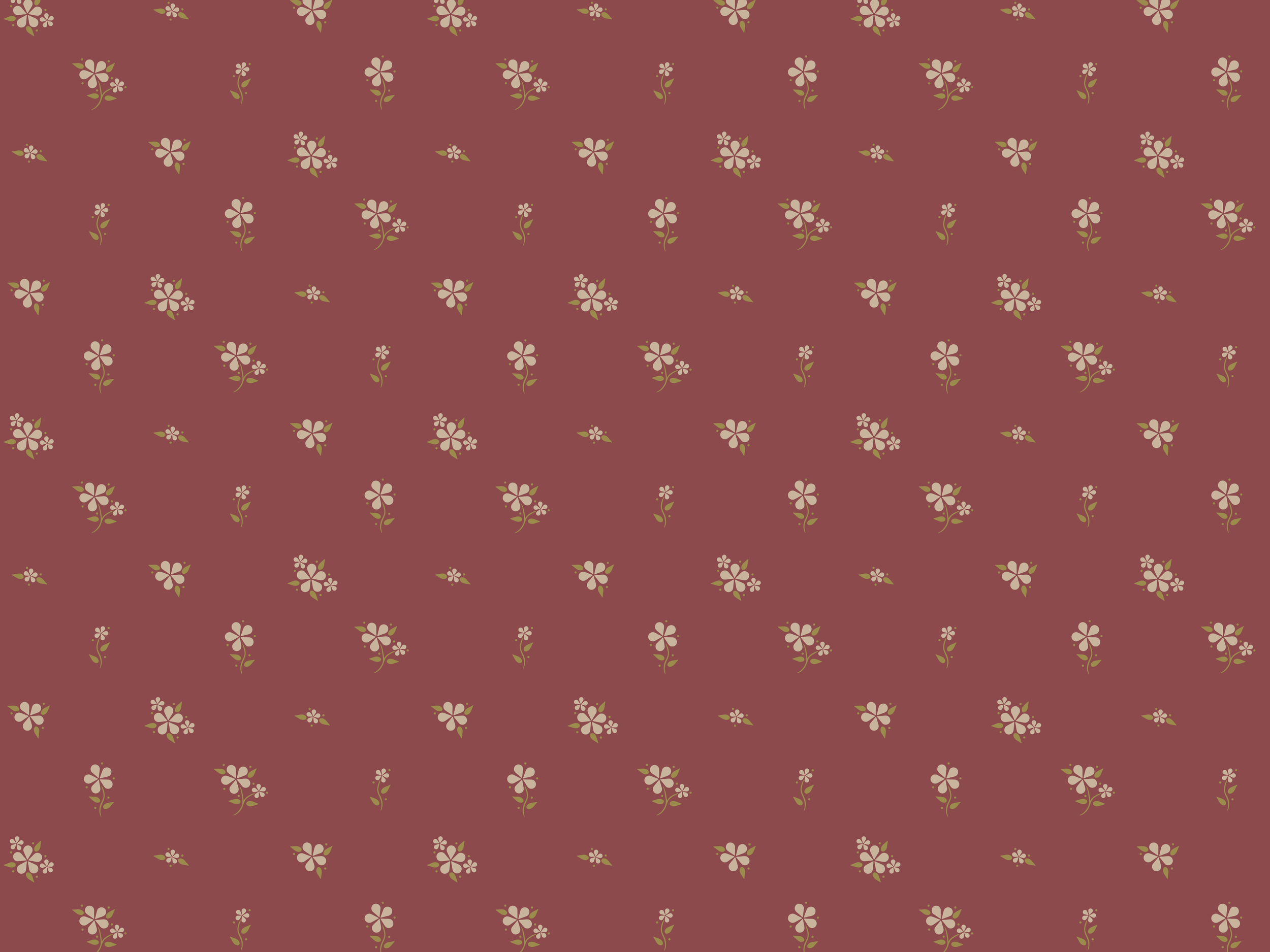 Country Retro Flower Pattern - Deep Red