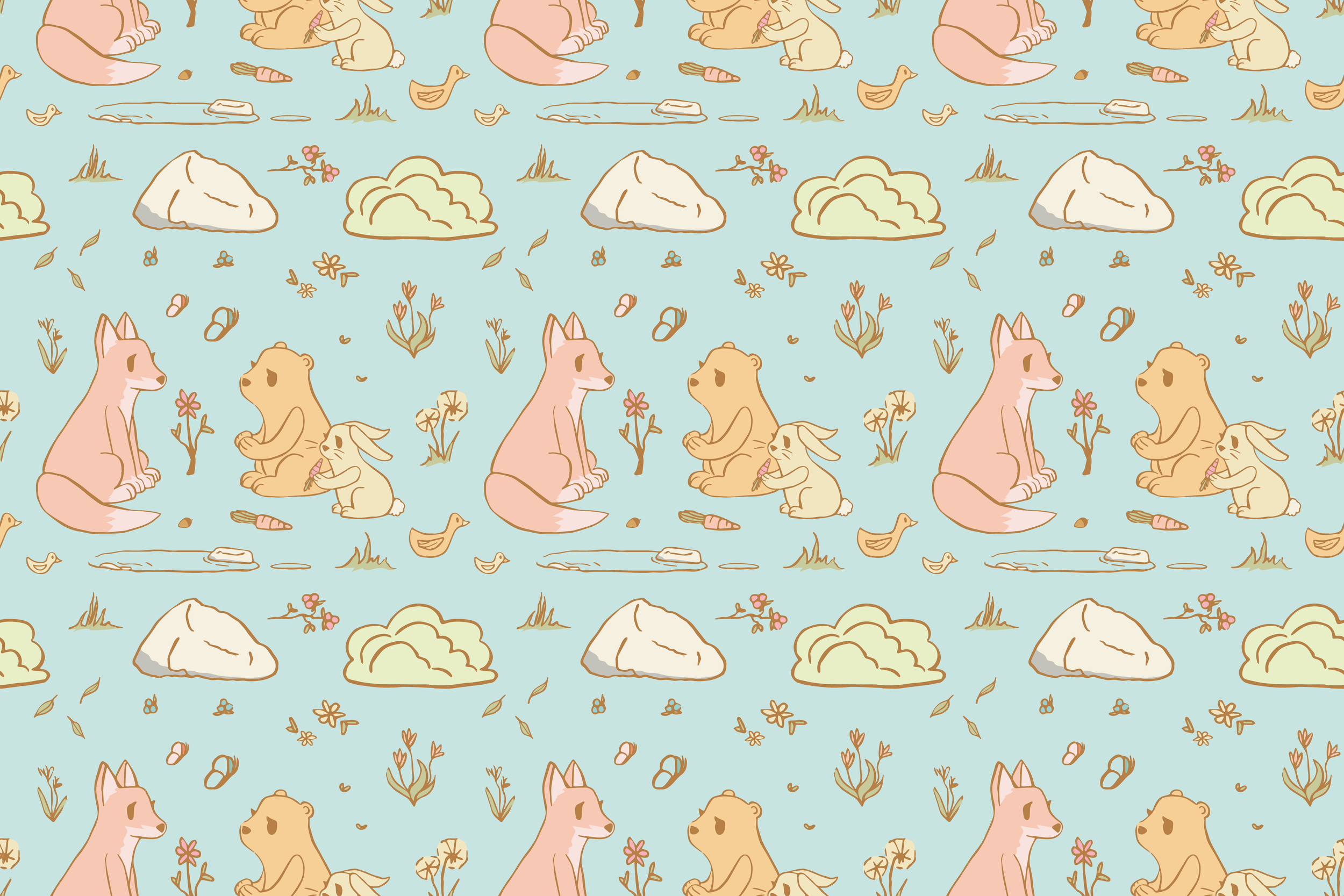 Fluffy Friends - Pastel Blue