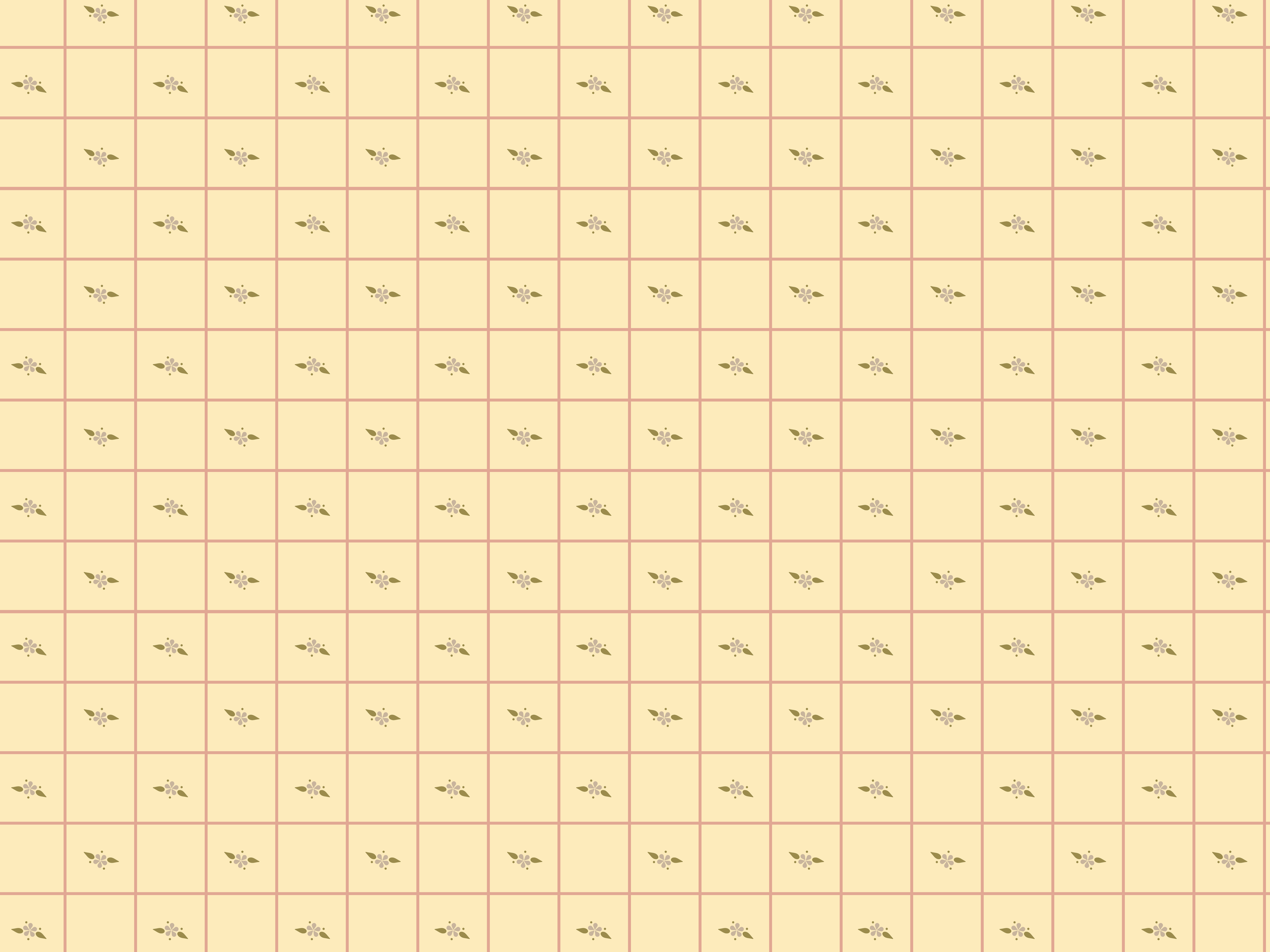 Country Retro Small Flower Checkered Pattern - Yellow