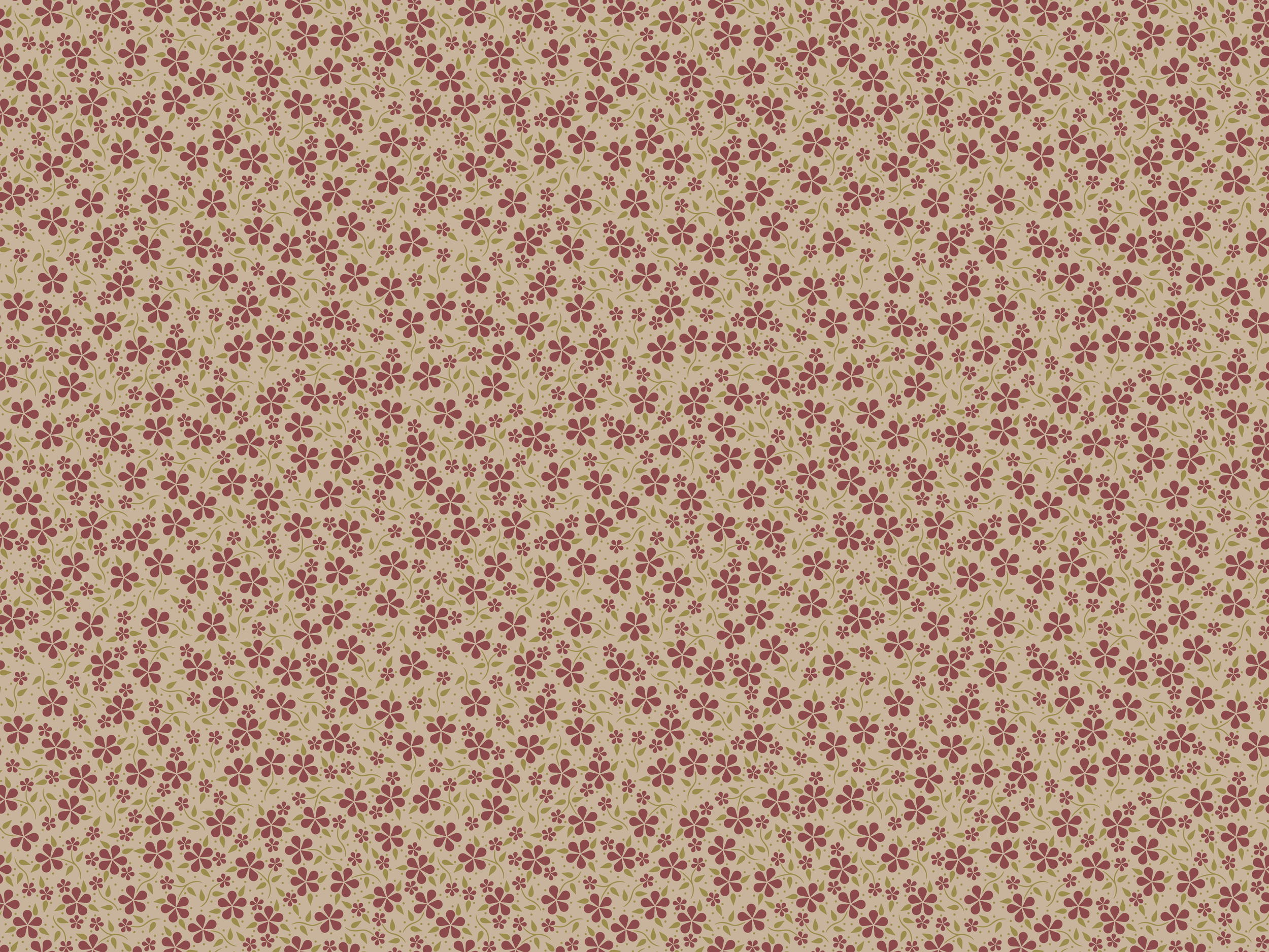 Country Retro Toss Flower Pattern - Warm Gray