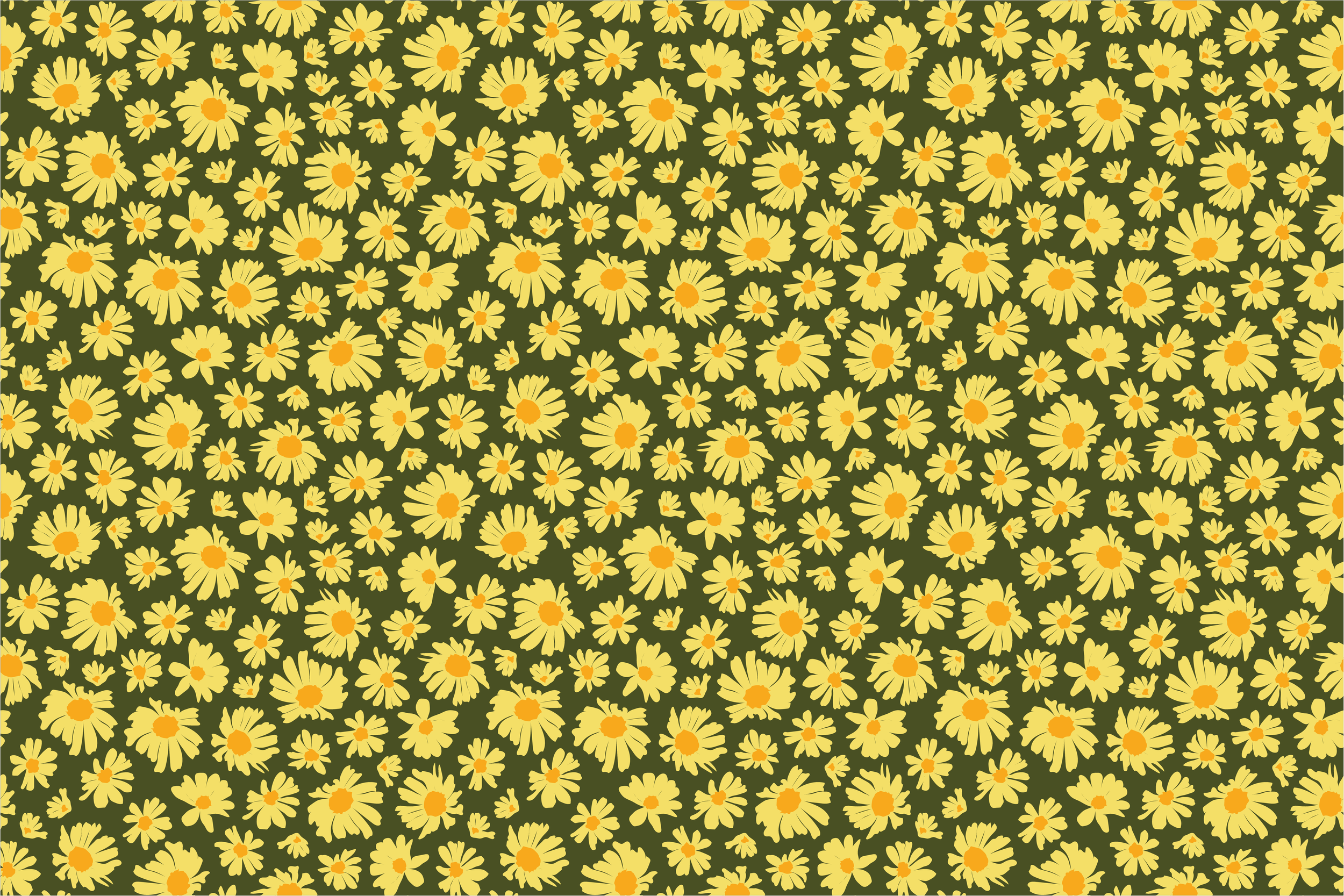 Desert Gold Flower Toss Pattern - Dark Green.png