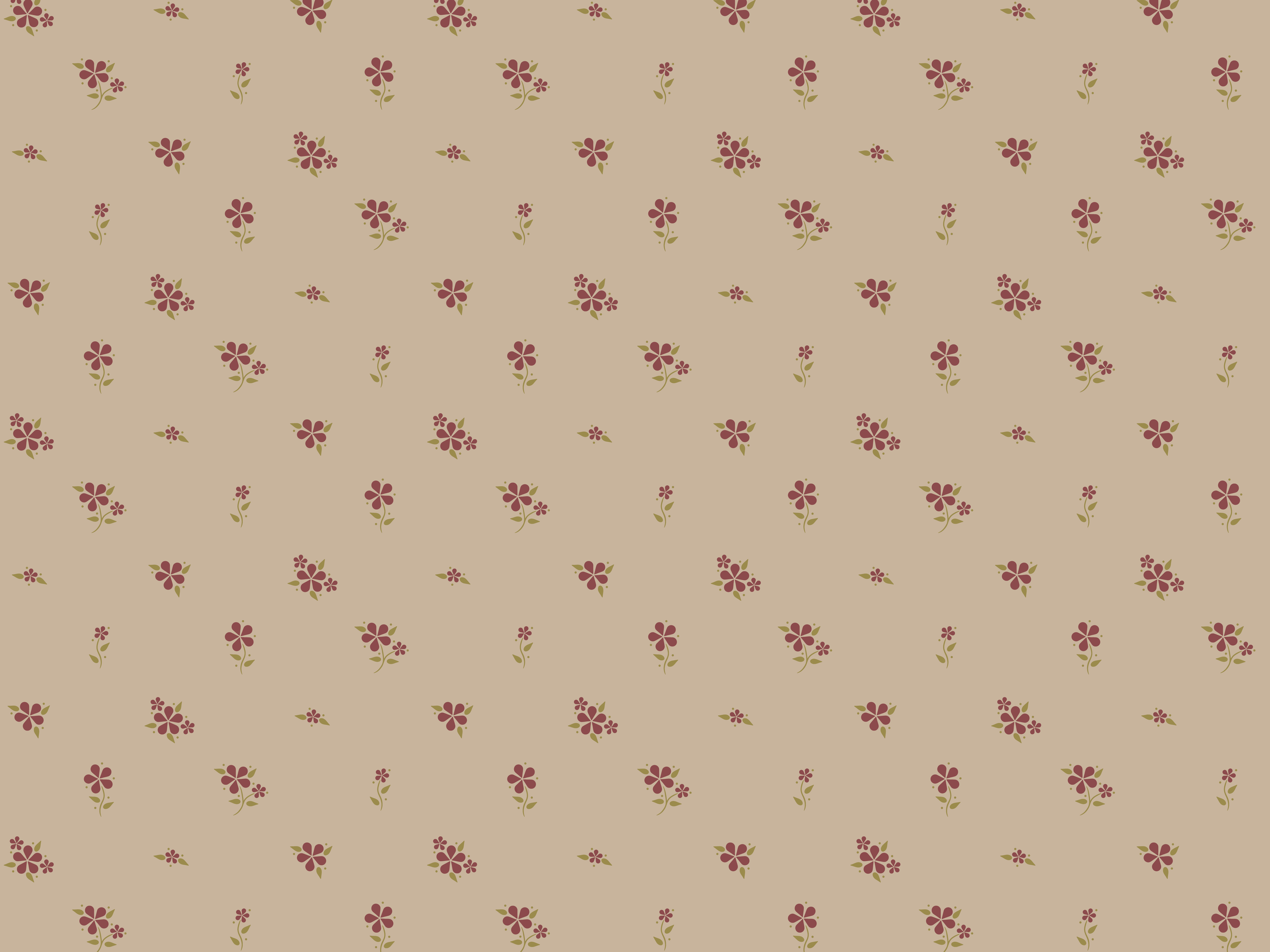 Country Retro Flower Pattern - Warm Gray