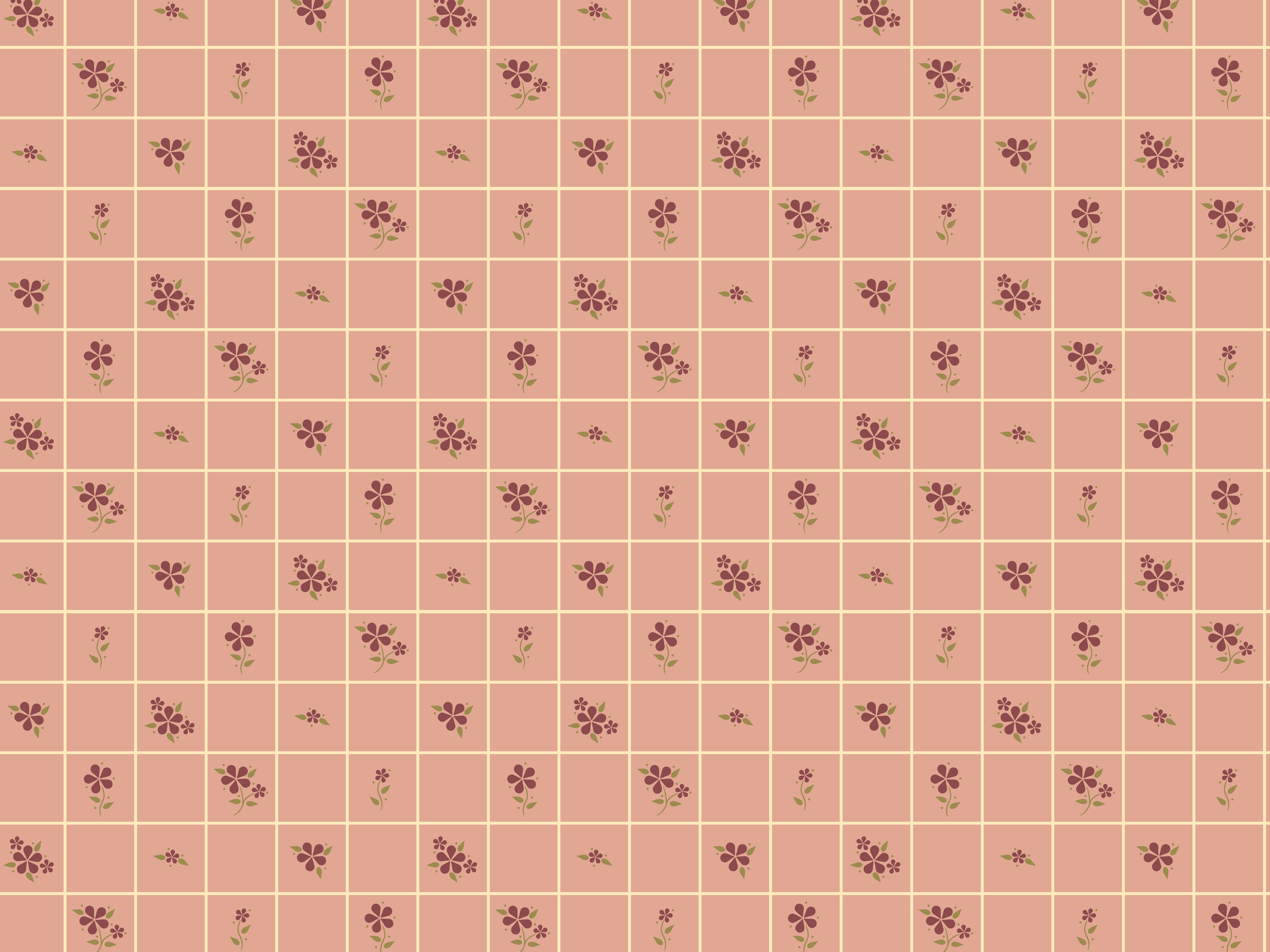 Fabric in Country Retro Flower Checkered Pattern - Peach Pink.png