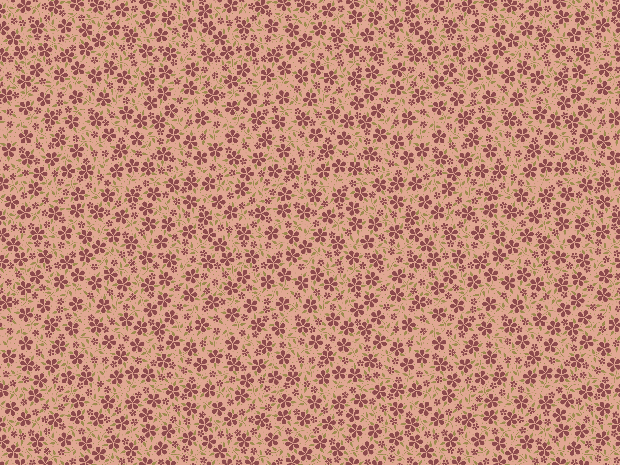 Country Retro Toss Flower Pattern - Peach Pink