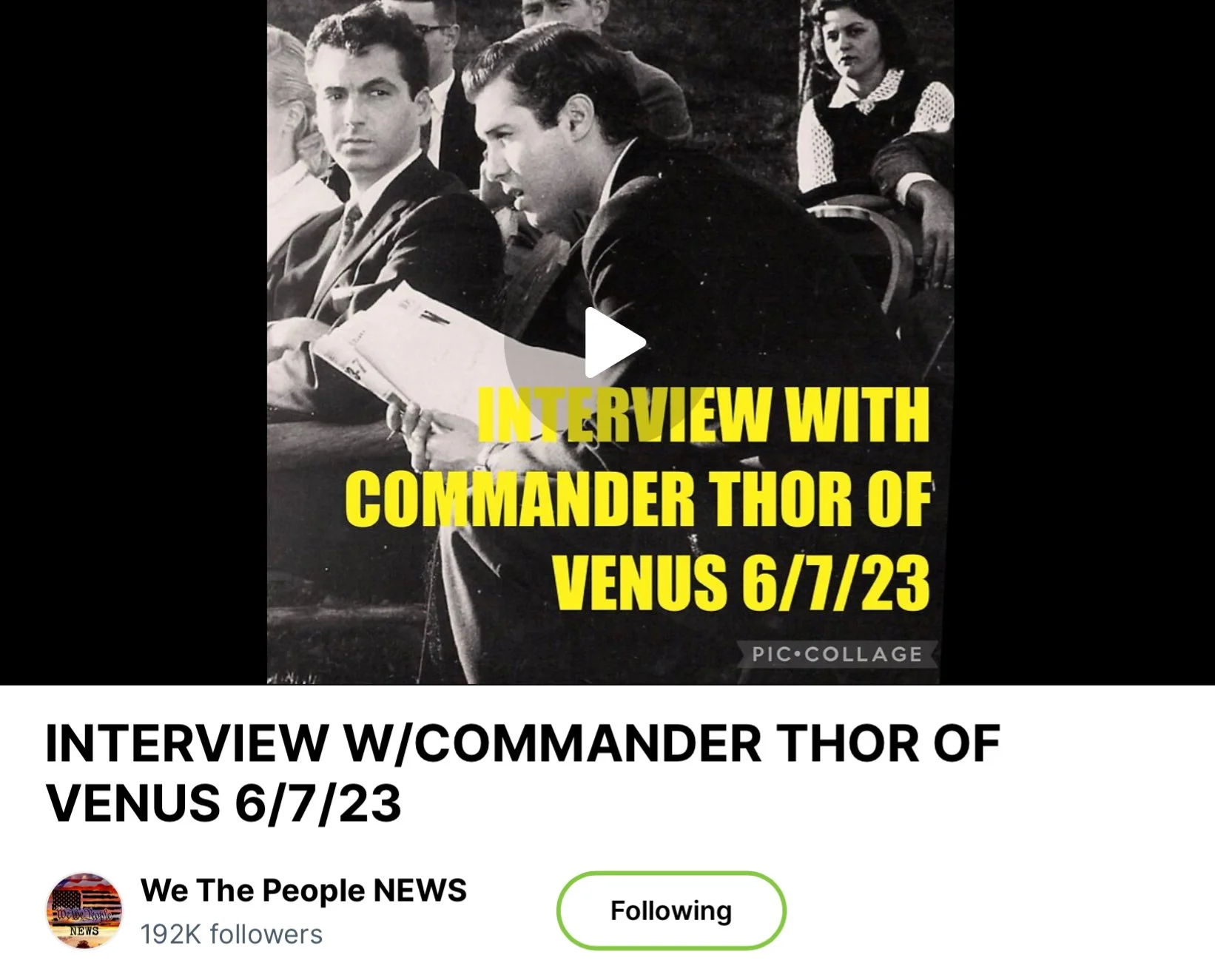 Commander Thor’s Telephone Interview 