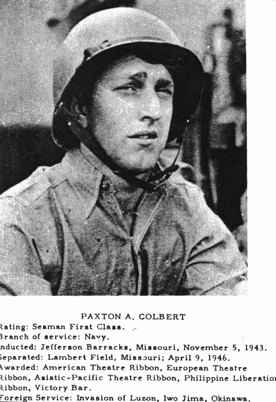 My grandfather, Paxton Colbert