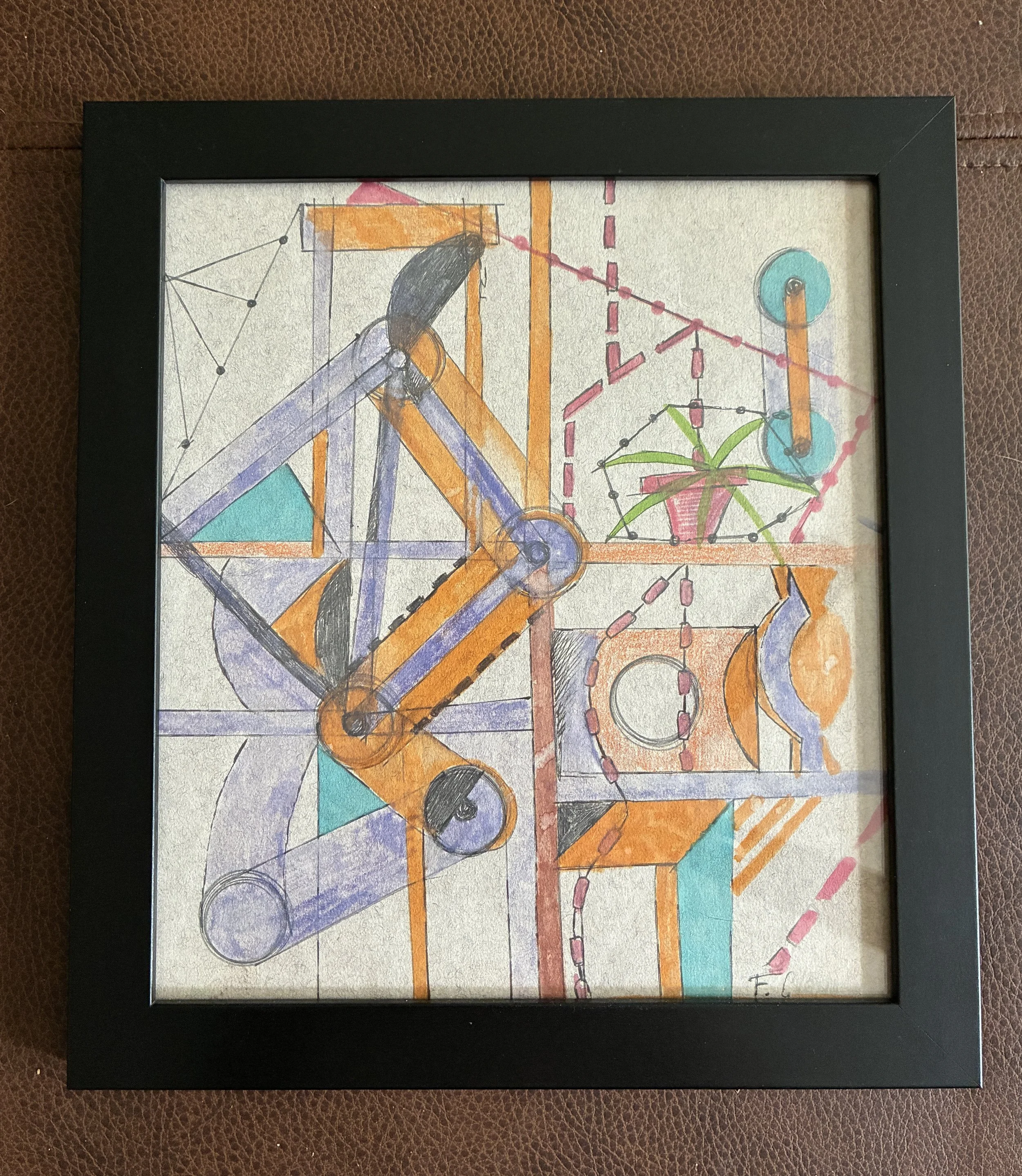Franciska Clausen Abstract Composition Painting on Paper, Signed (1926)