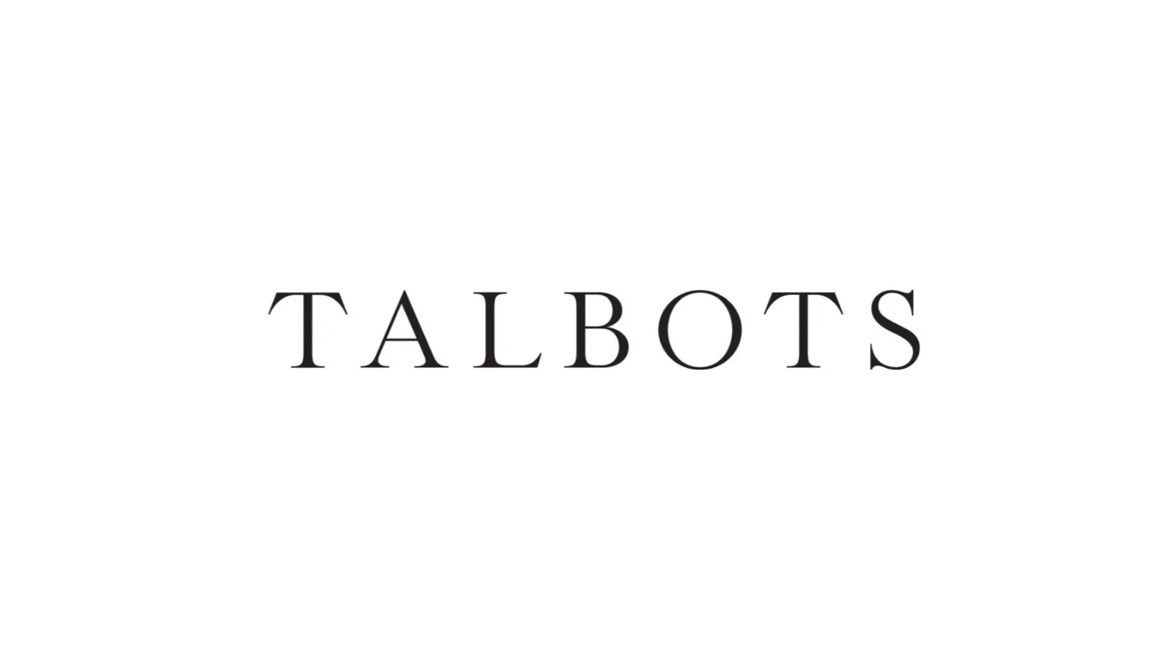 Talbots logo in black text on white background.