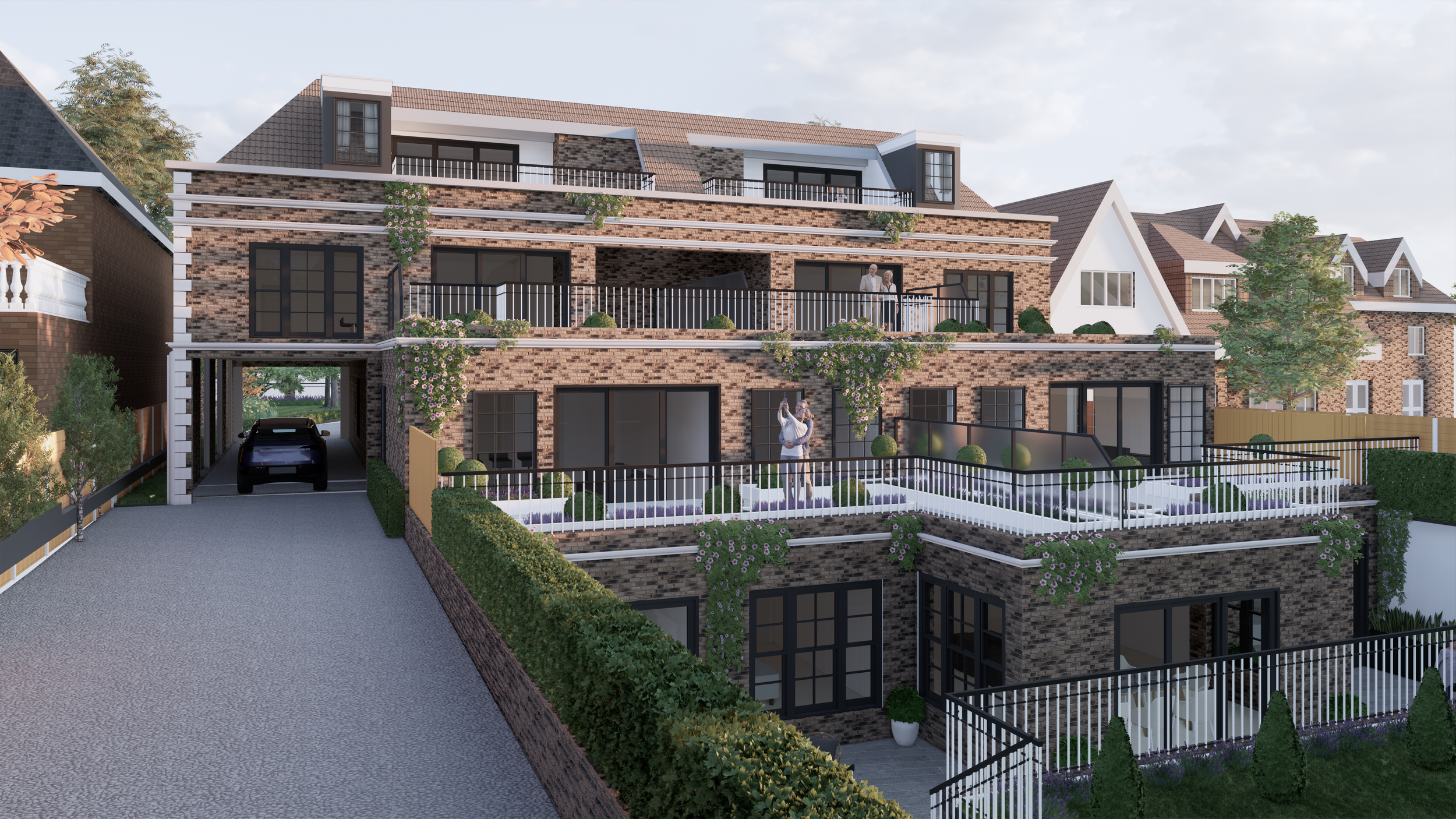 Hadley Wood
New 4 storey building to create 7 flats
and 2 x 3 storey houses