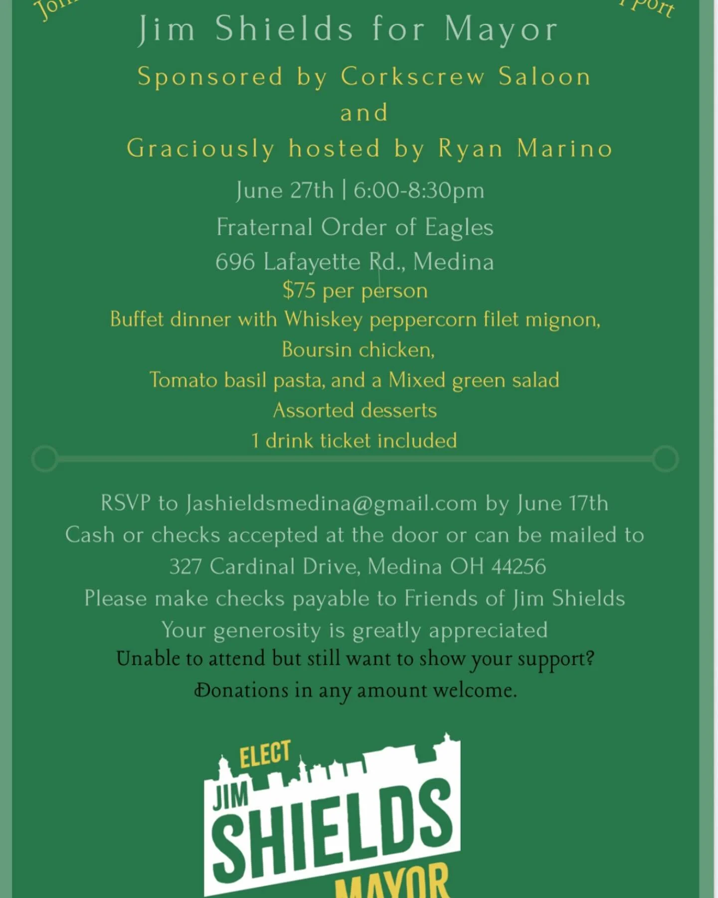 We are a little over 2 weeks away from a great evening, but RSVPs are appreciated by the middle of next week. I hope you can join us, let me know at jashieldsmedina@gmail.com.