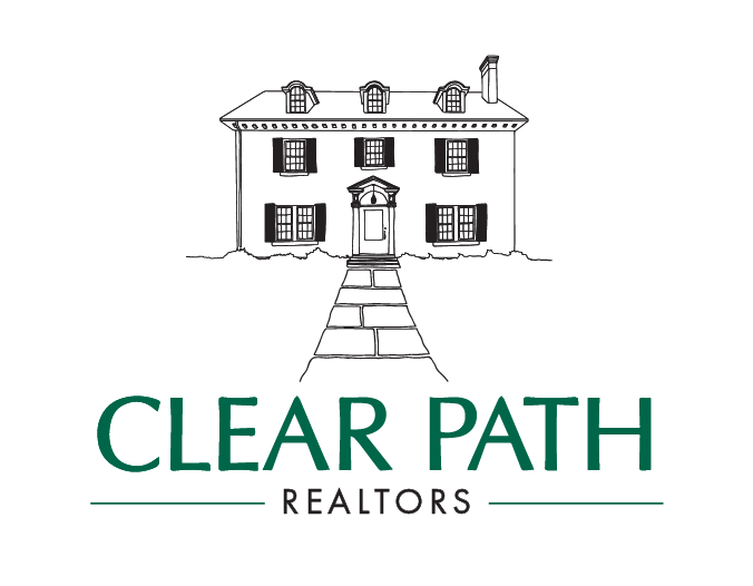 Clear Path Realtors logo featuring a historic, Georgian Colonial home, representing luxury real estate in Chestnut Hill and Greater Boston.